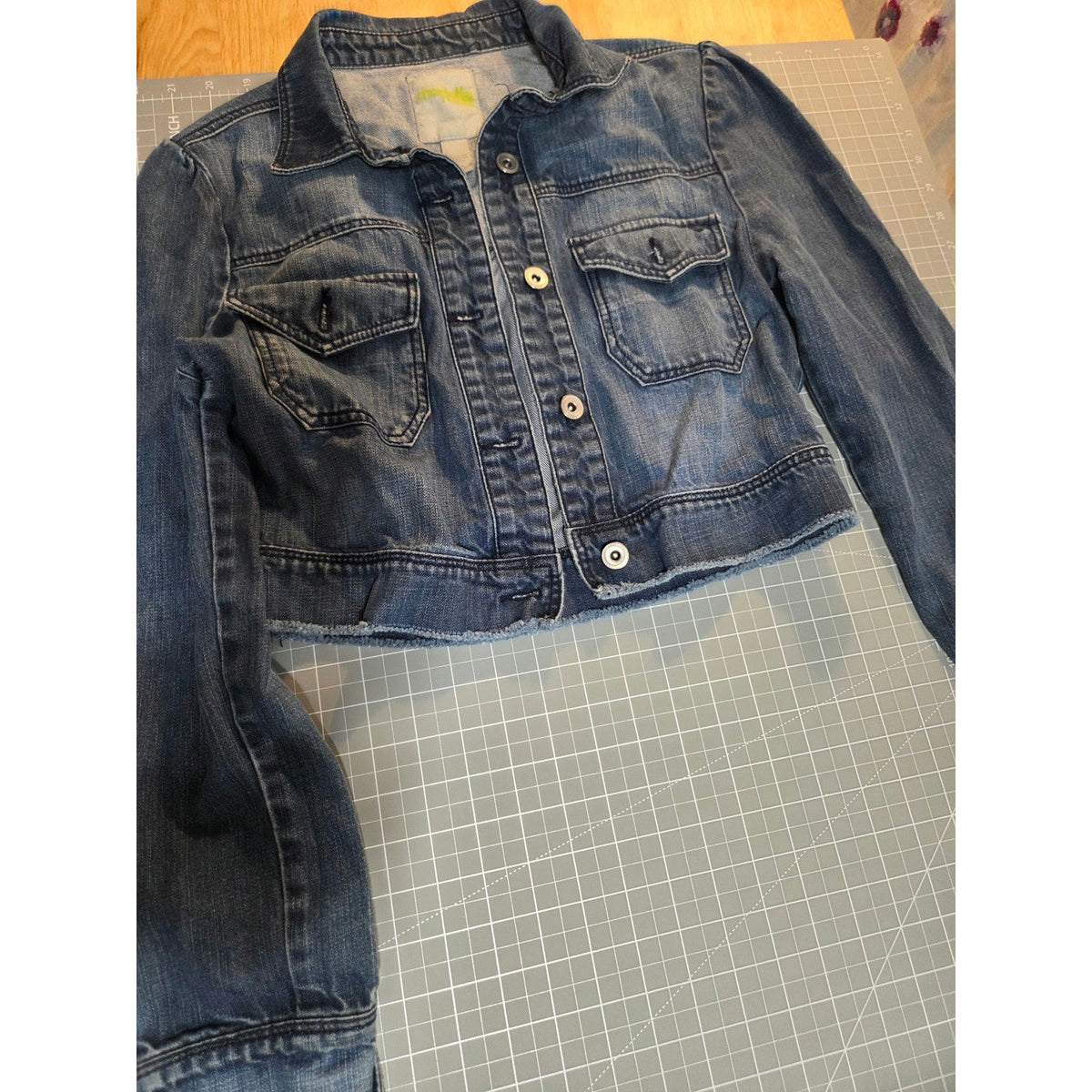 Charlotte Russe size medium cropped puff sleeve jean jacket