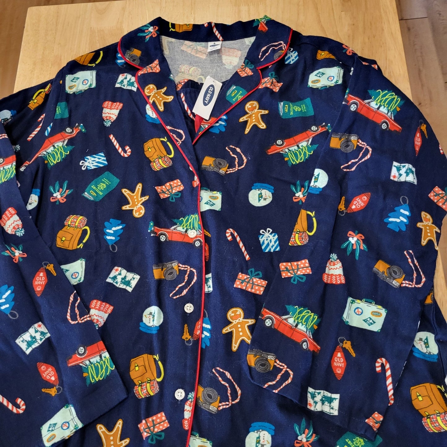 NWT Old Navy Blue Christmas Pajama Set Flannel 100% Cotton Xl