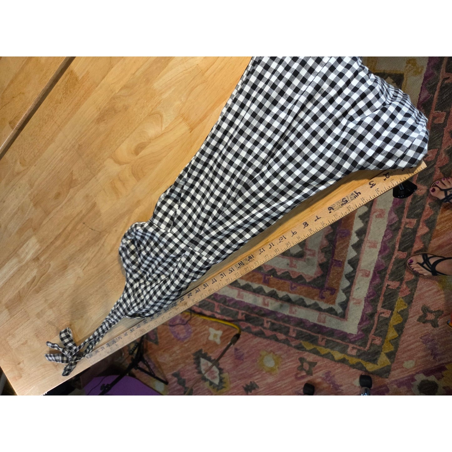 Boston Proper Black & White Gingham Sleeveless Princess Neckline Linen Jumpsuit