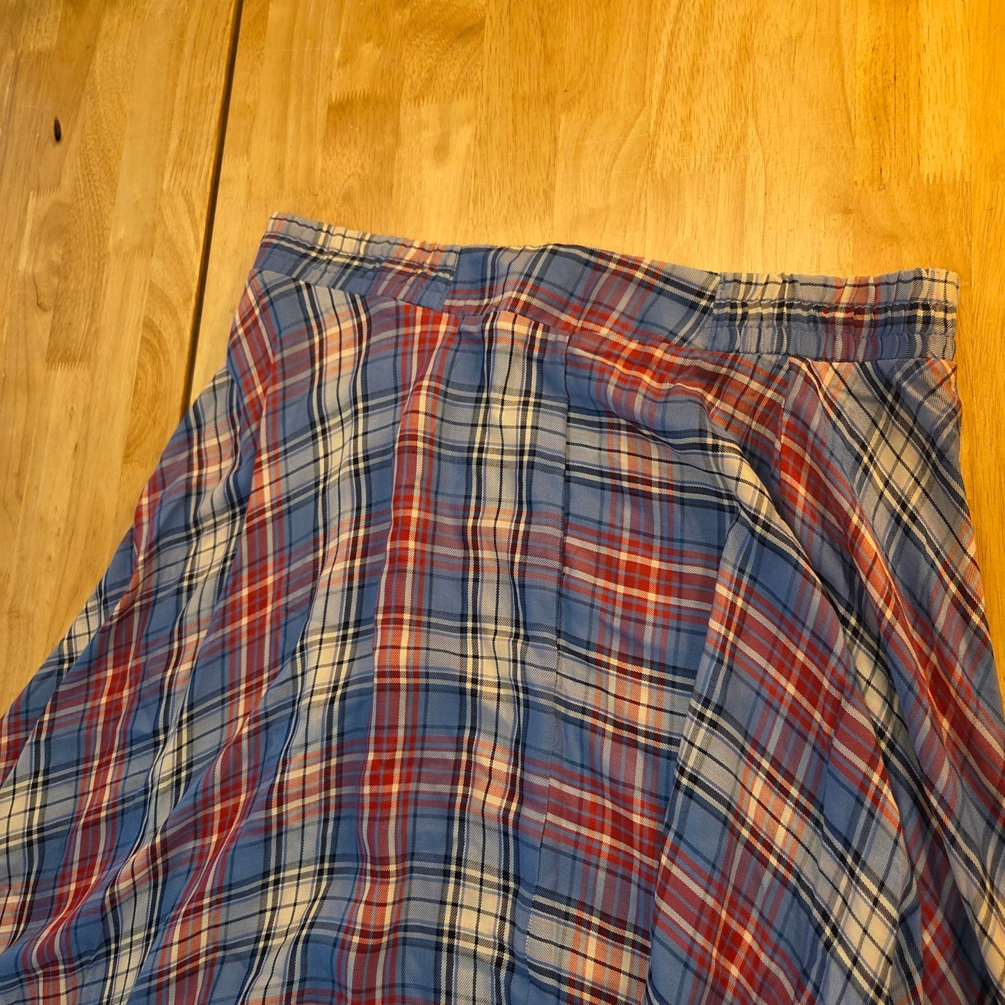 Est. 1946 Cato's Elastic Waist Tissue Hem Red White Blue Plaid Thin Flowy Large