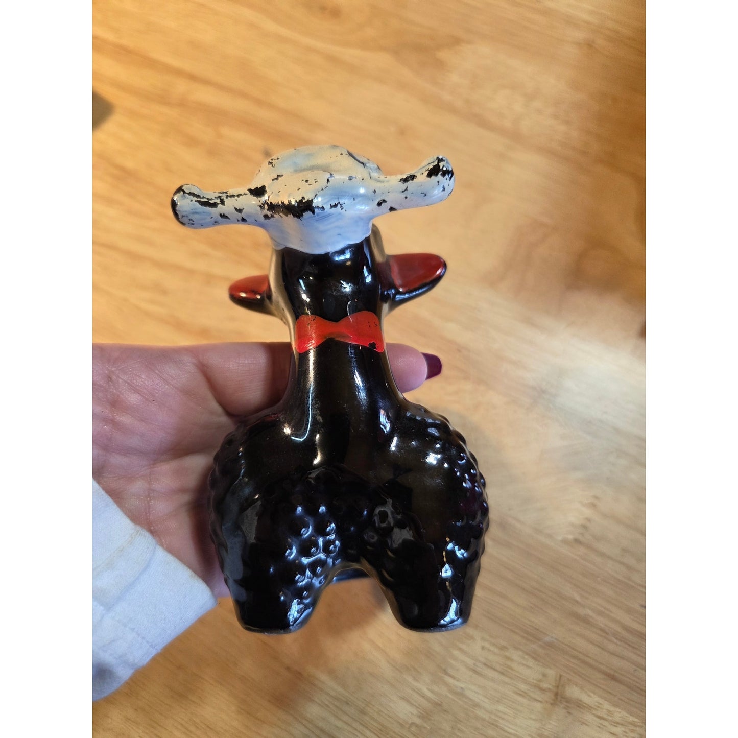 Vintage Scottie dog figurine collectible black white red porcelain