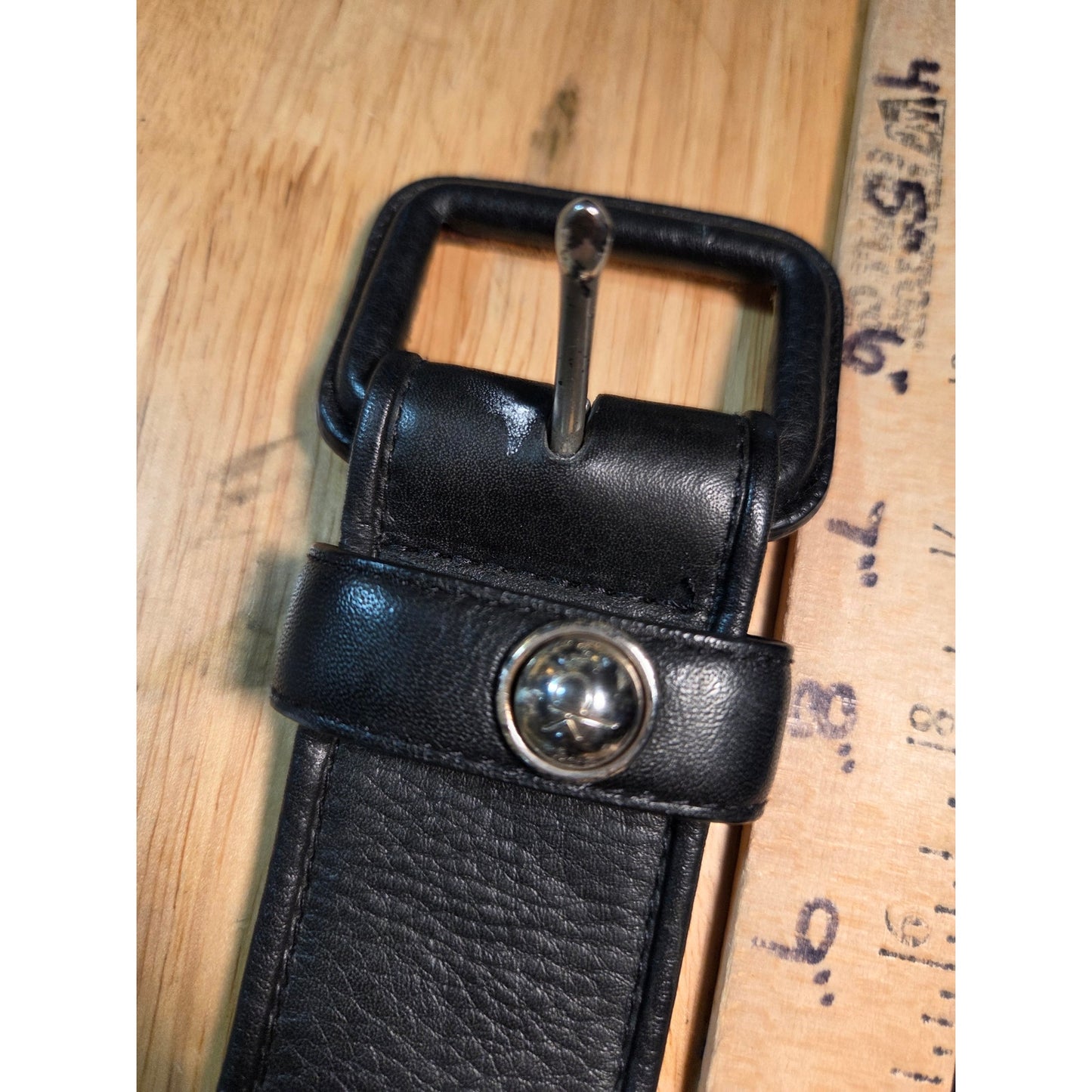 Black studded 2 in wide belt silver toned Hardware 40"