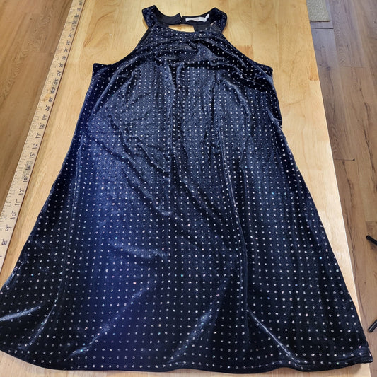 Candie's Black Velvet Sparkle Dotted Sleeveless Mini Dress Keyhole Back M