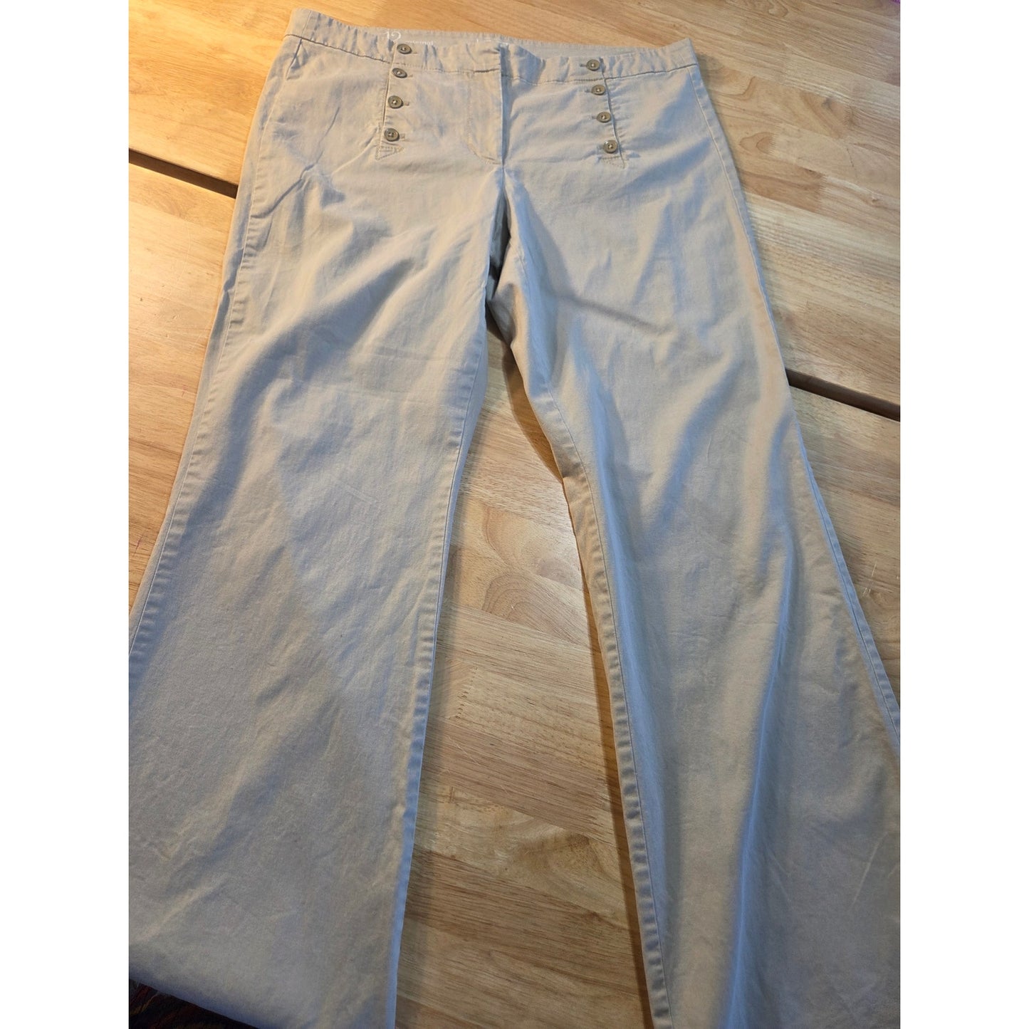 Ann Taylor Loft size 12 original sailor front wide leg khaki pants cotton