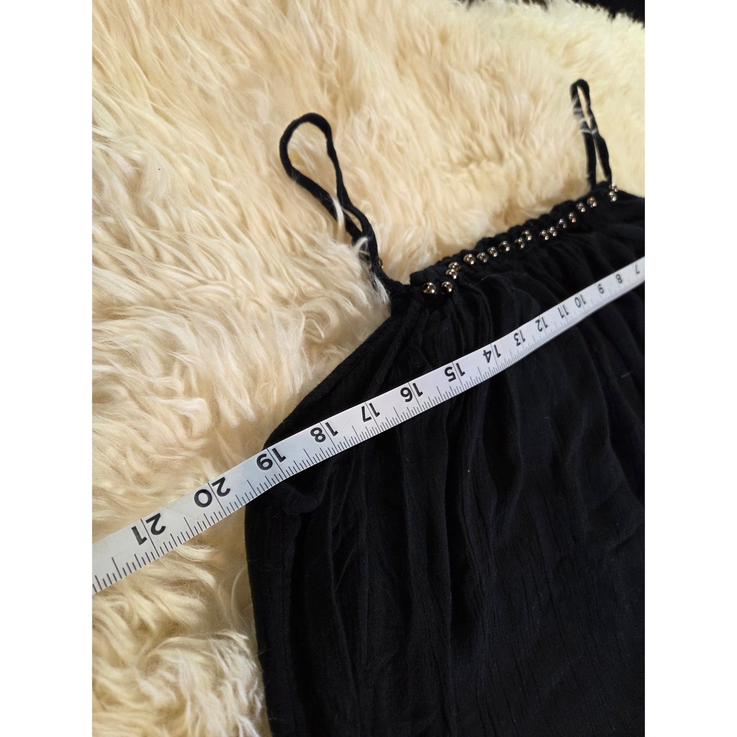 Maurice's Black Spaghetti Strap Dress Silver Studded Neckline Midi Large