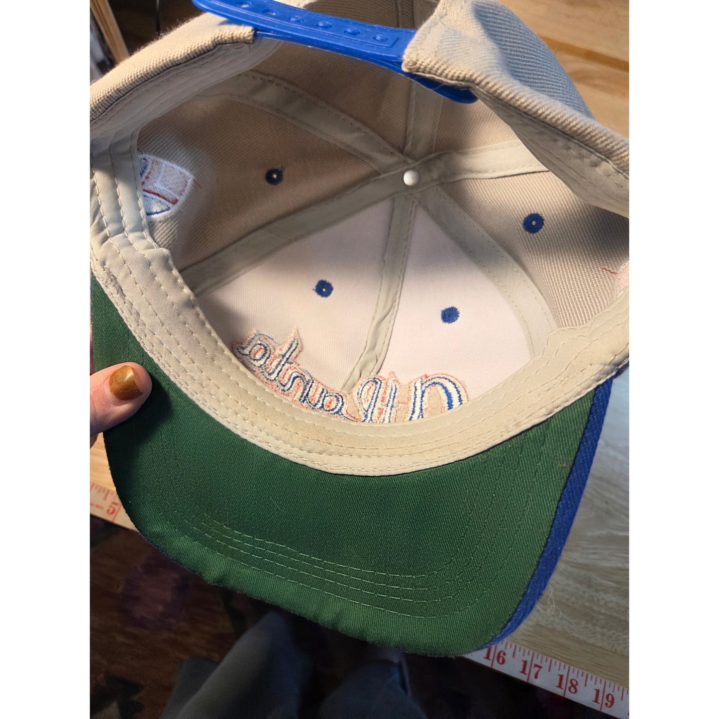 Gray Atlanta snapback baseball hat contrast embroidery blue bill red embroidery