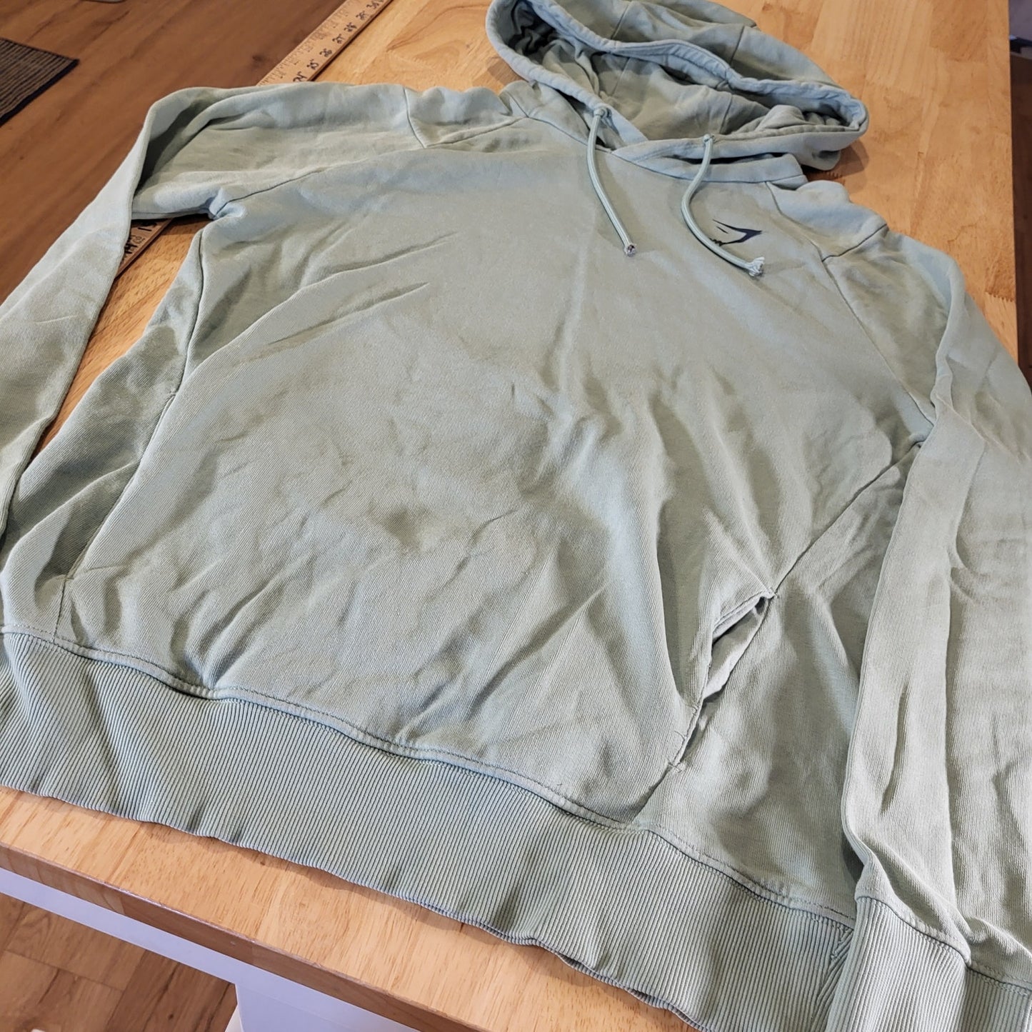 Gym Shark Mint Green Pullover Hoodie Small Back Graphic 21" P2P