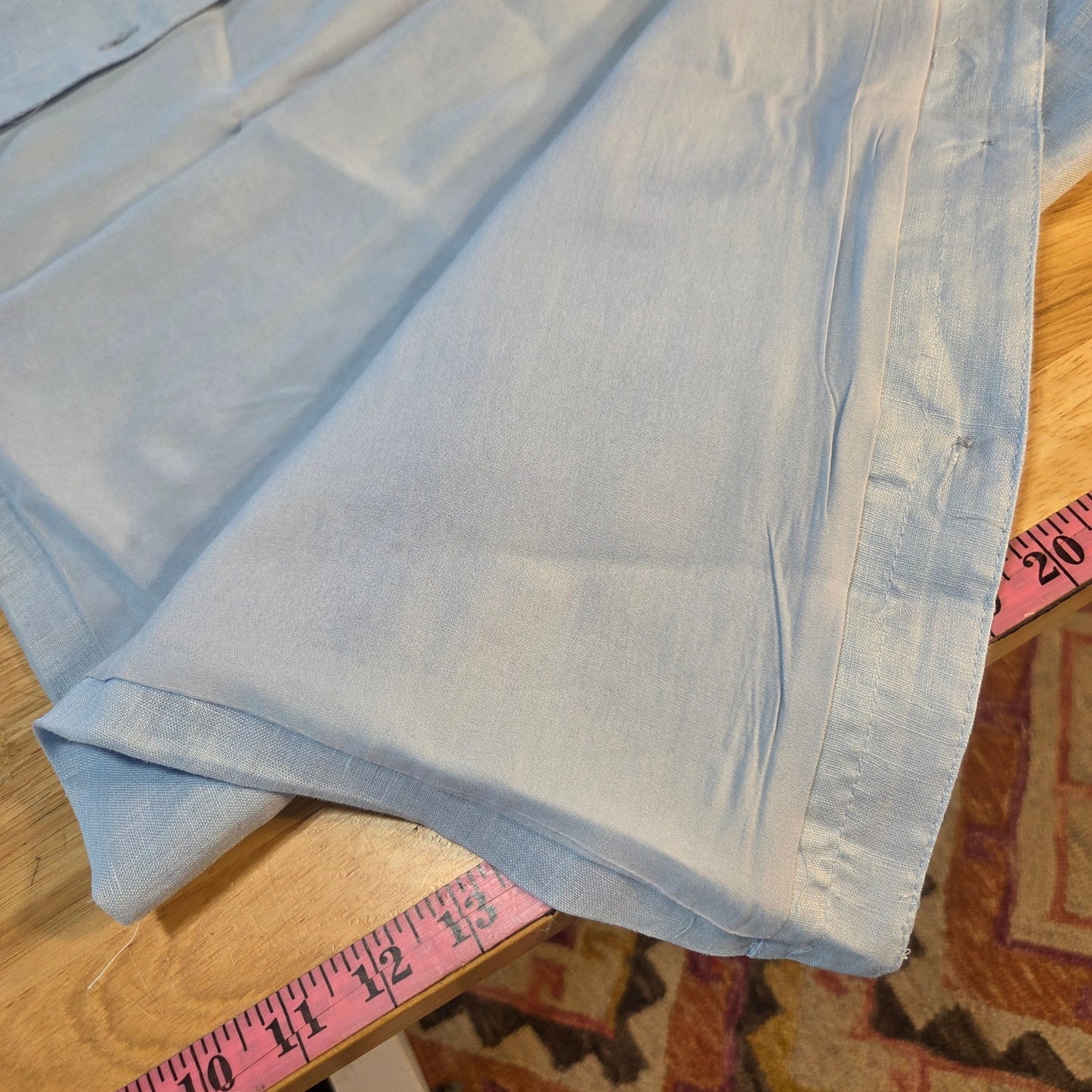 DolceCabo fully lined blue linen puff sleeve collared shirt dress mini 20" p2p