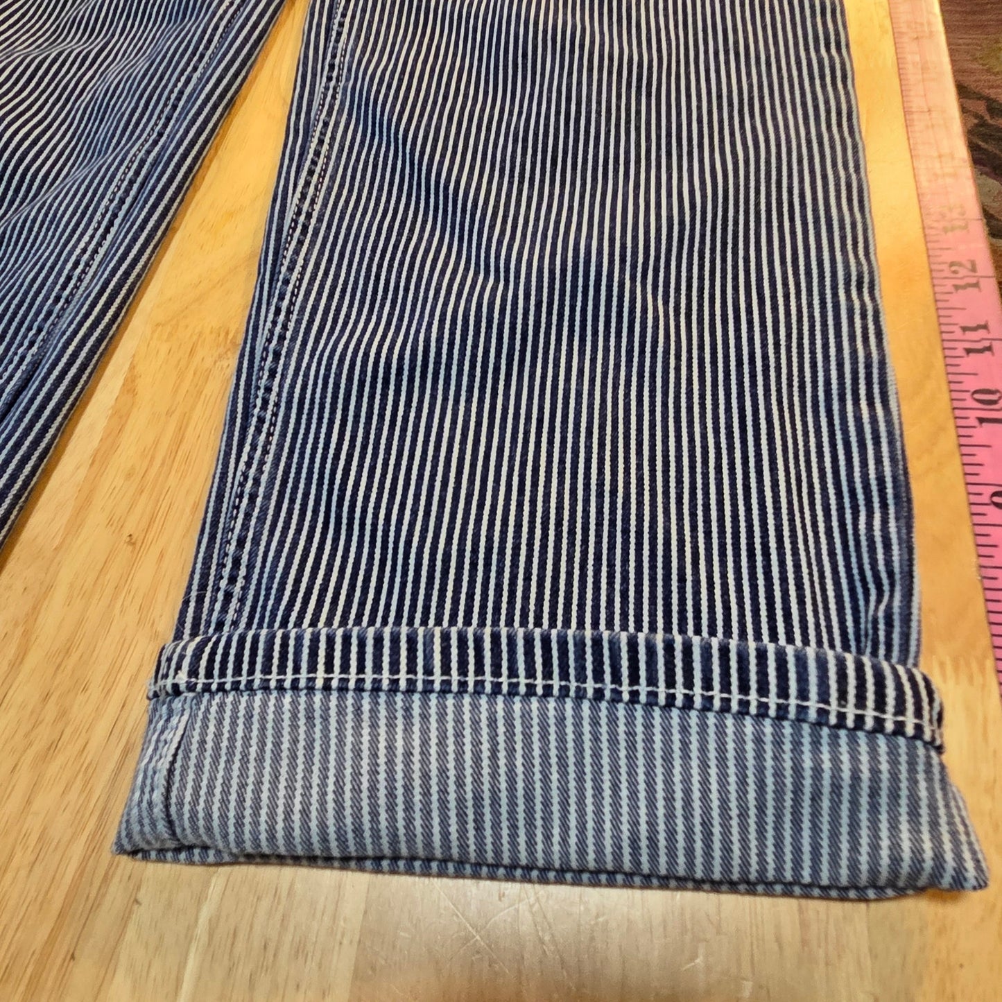 Glassons Denim Conductor Jeans Striped White Blue Carpenter Size 8