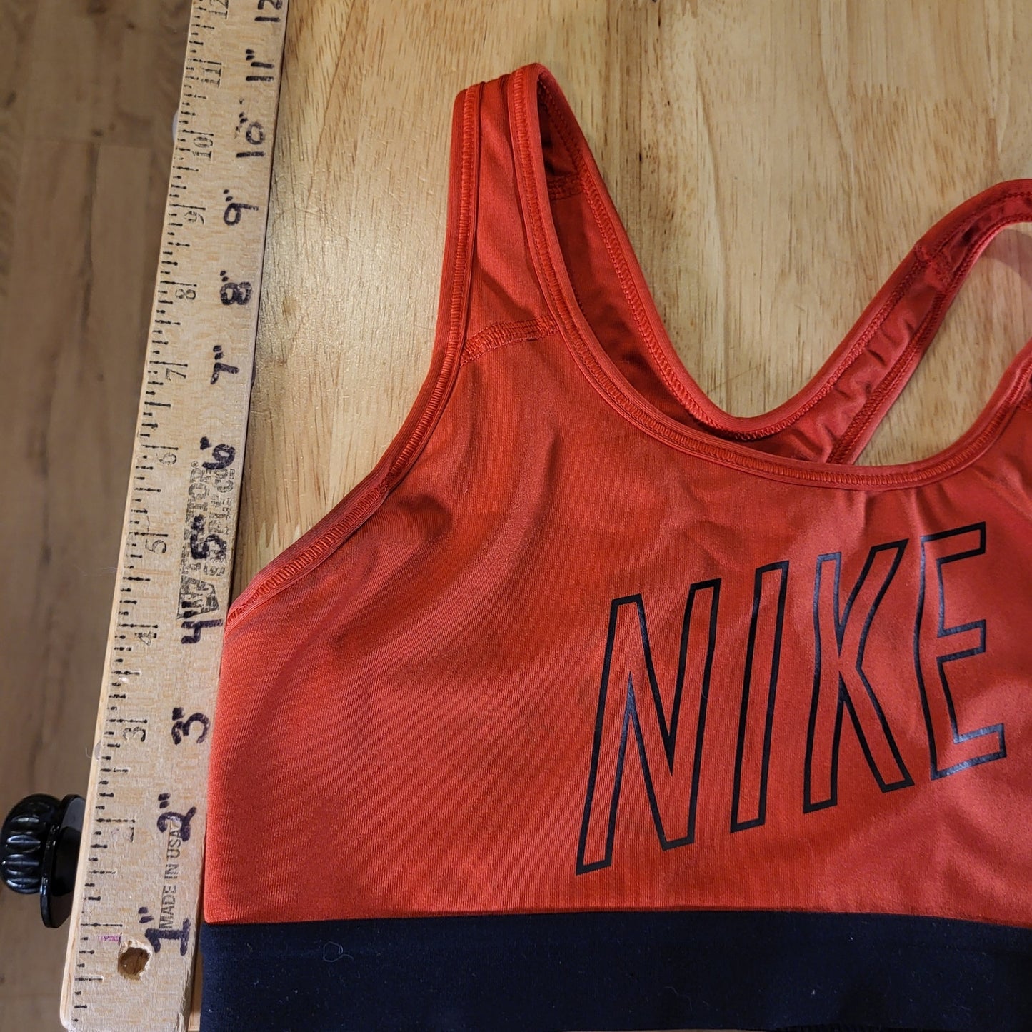 Nike Red Sports Bra Nike Logo Printed Front Black Band Dri-fit Small