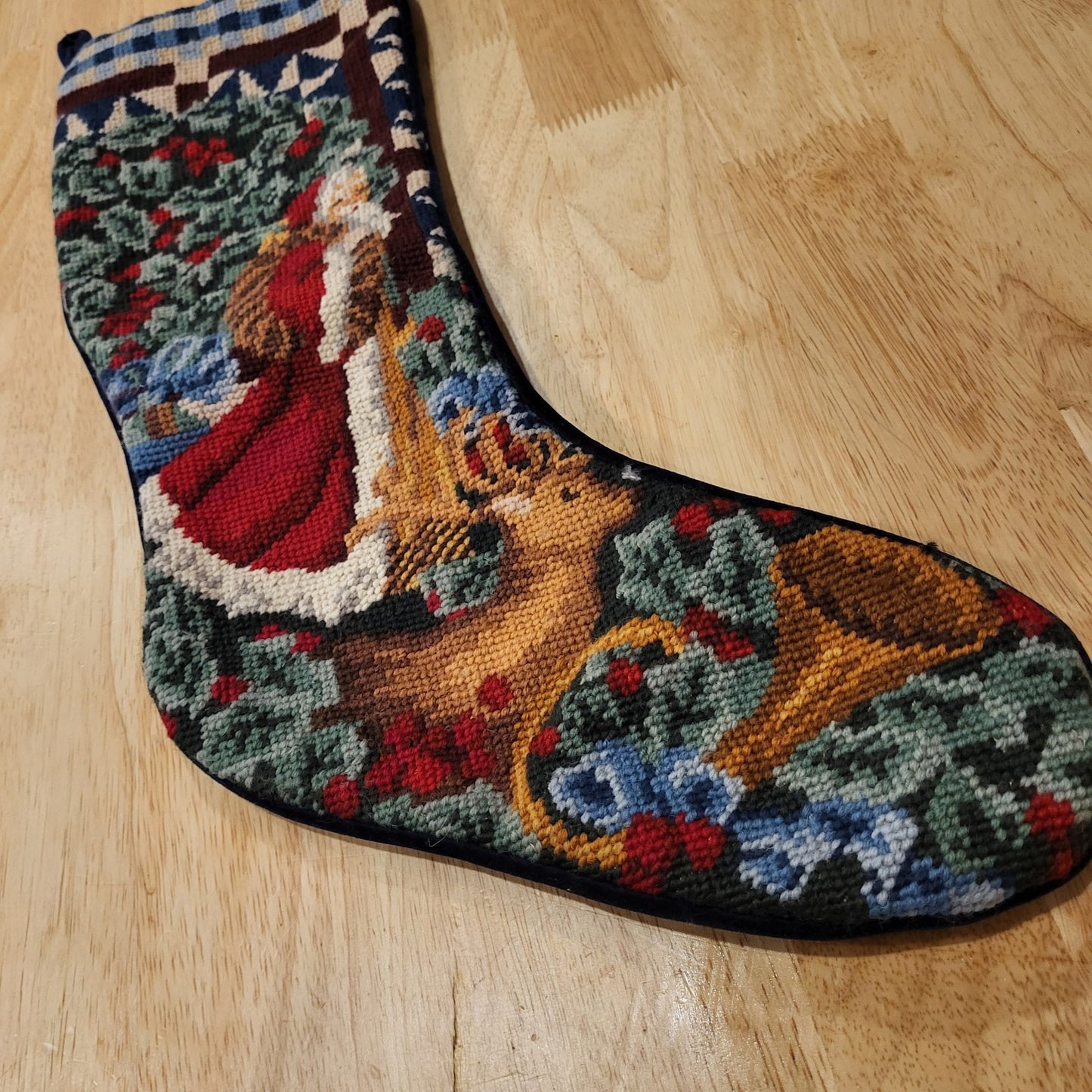 Victorian Tapestry Style Christmas Stocking Santa 