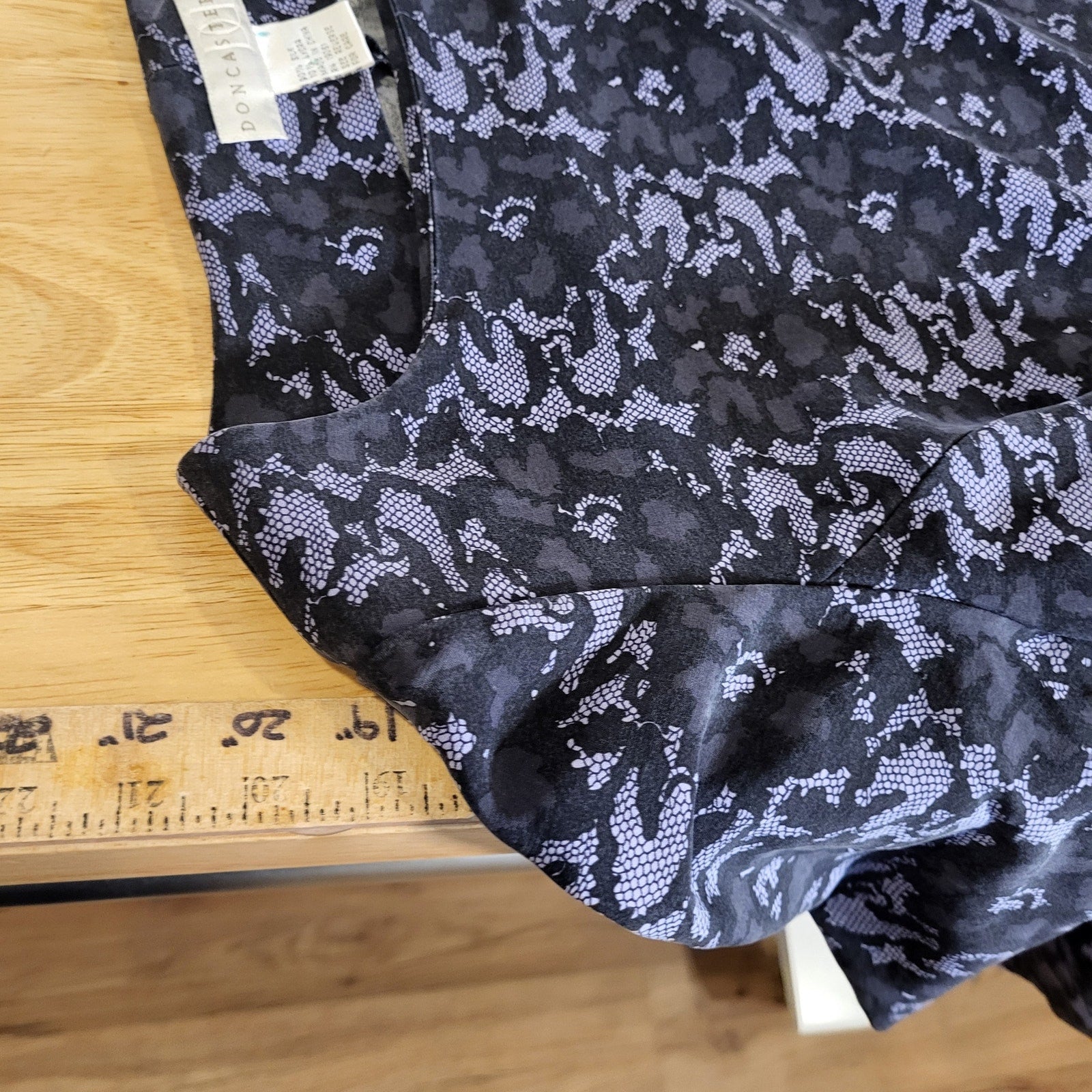 Doncaster purple and black lace print silks 3/4 length sleeve invisible zipper 