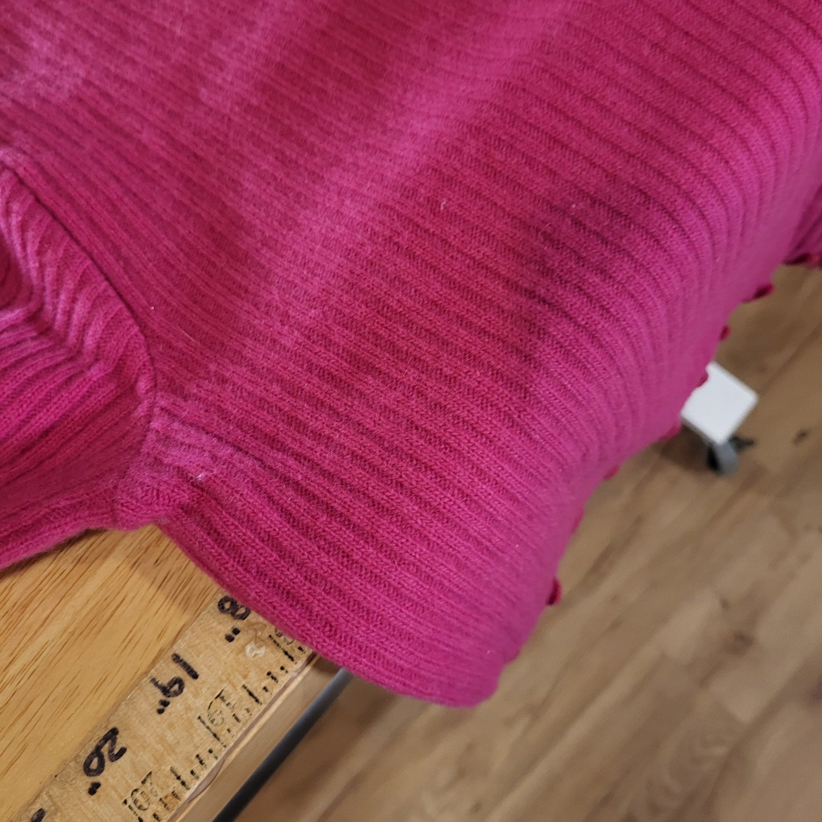 Andrea Jovine Wool Angora Blend Pink Cropped Long Sleeve Ribbed Sweater 18" p2p 