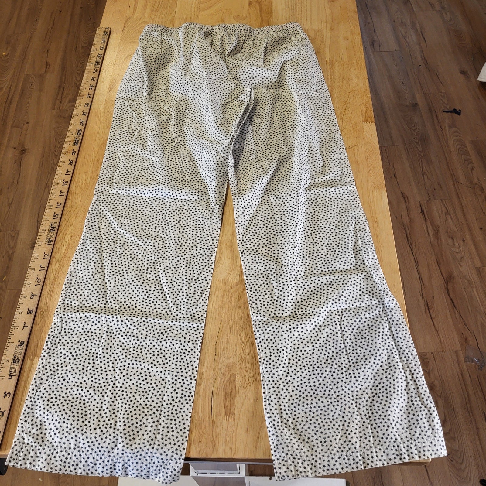 Old Navy White Cotton Elastic Waist Pink Drawstring Star Pants Small petite 