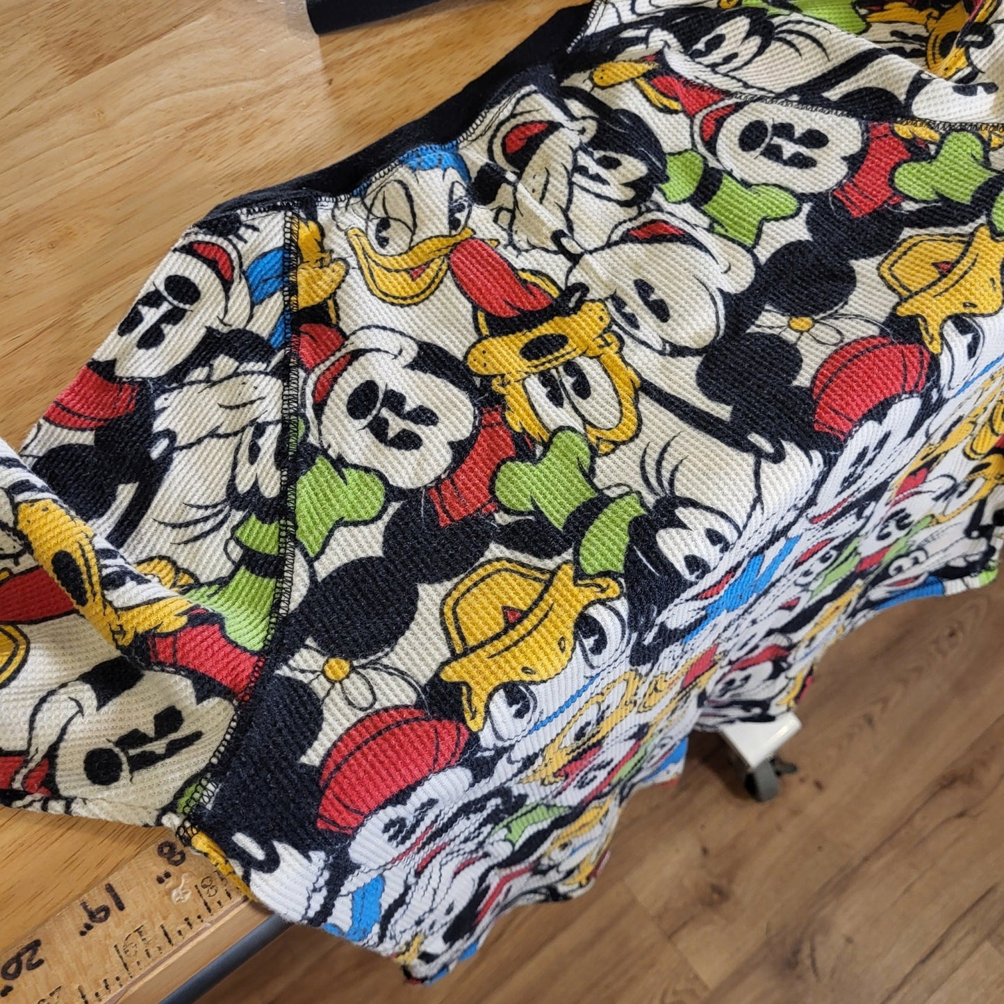  Disney Mickey Mouse Donald Duck Pluto waffle knit Long John's pajama top