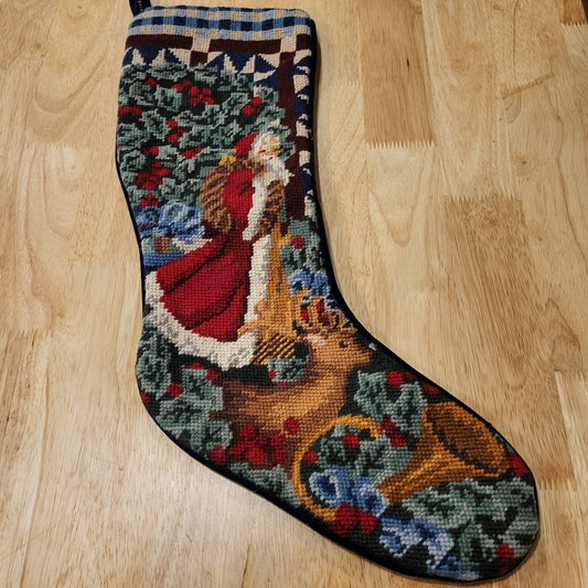 Victorian Tapestry Style Christmas Stocking Santa 