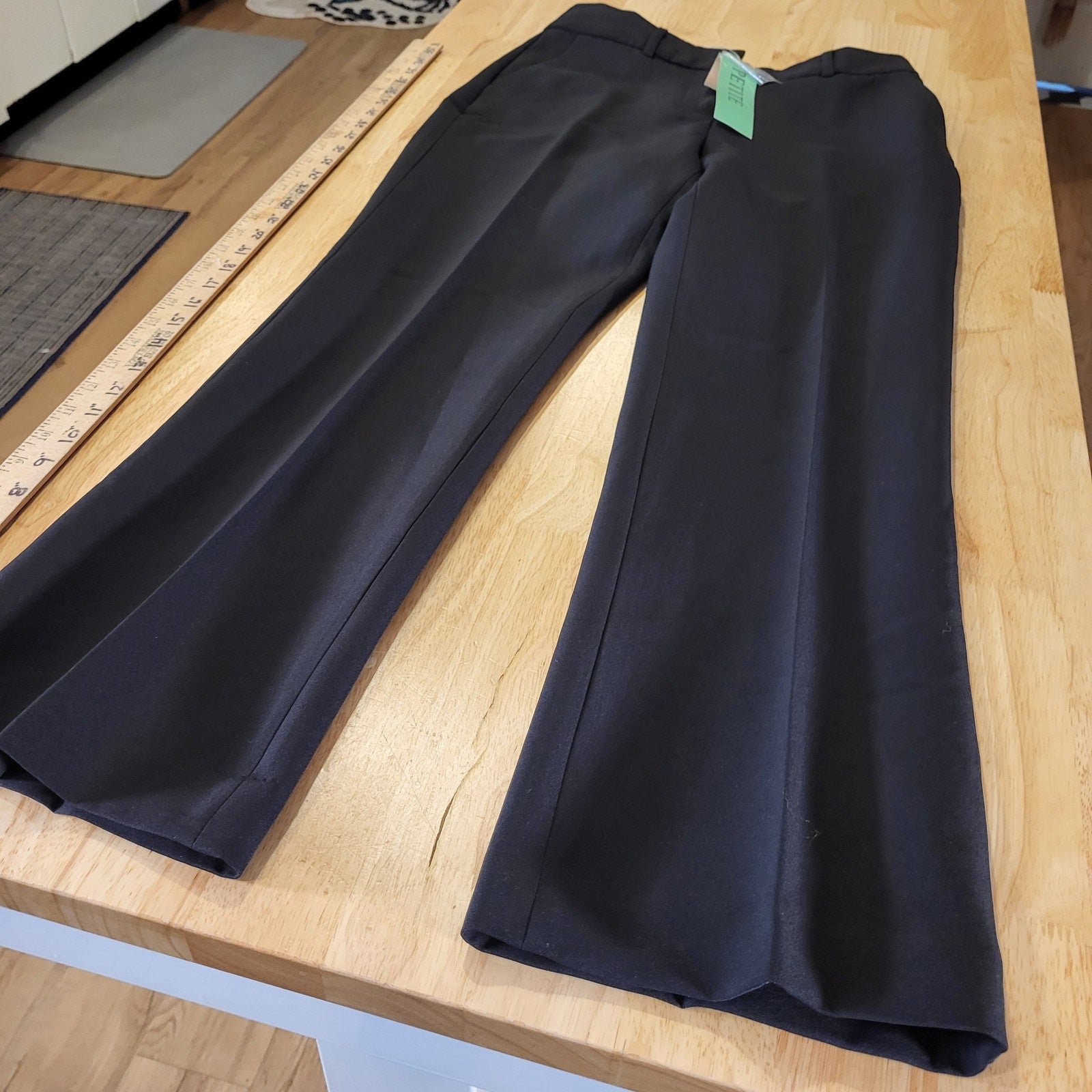 NWT Philosophy petite 8p black flat front Wide Leg  27" Rise