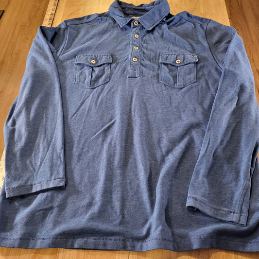Tommy Bahama Jeans Blue Jersey Cotton Blend Collared Button Down Soft Comfort XL