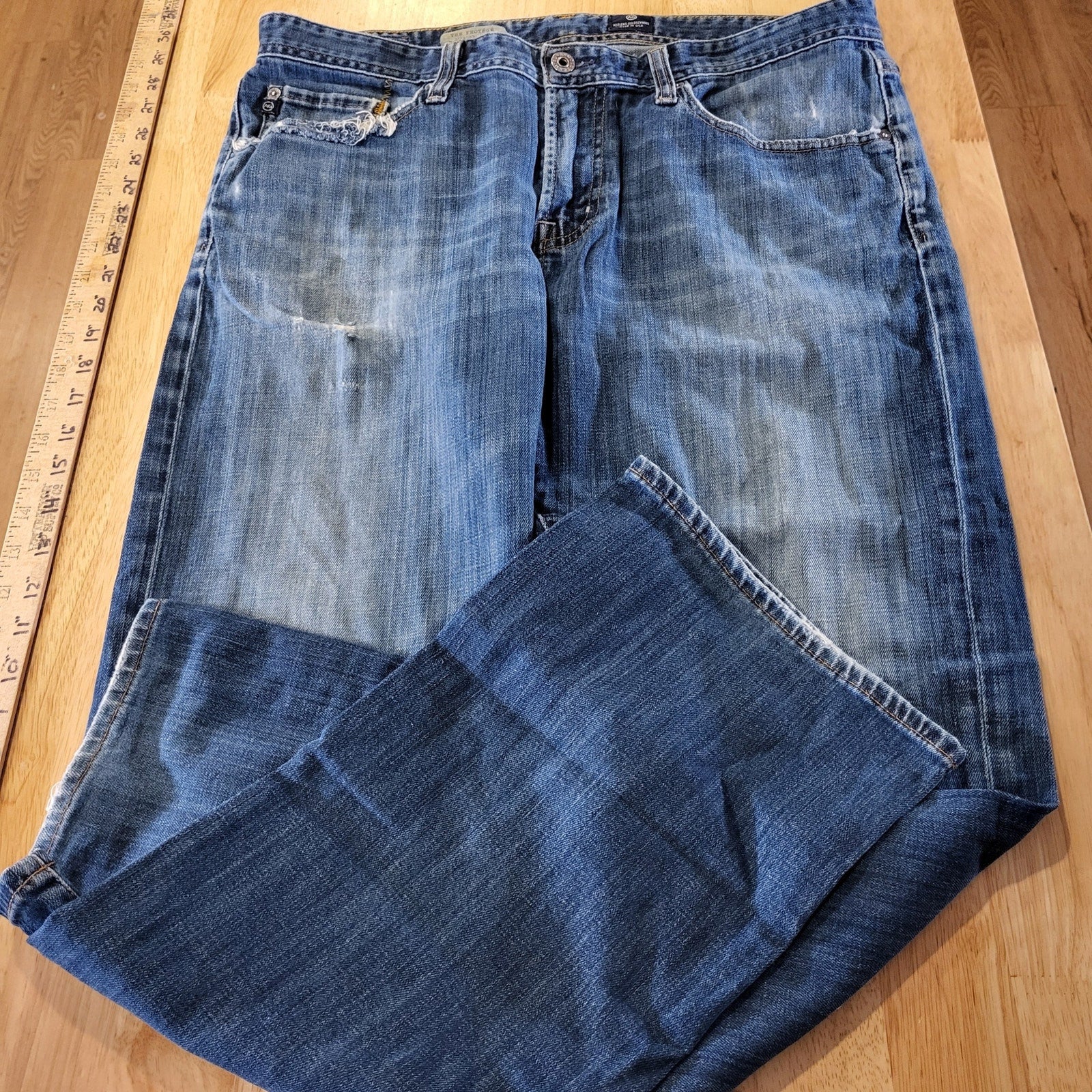 Adriano Goldschmied 36x30 Straight Leg Soft The Protege Medium Wash 32" inseam 