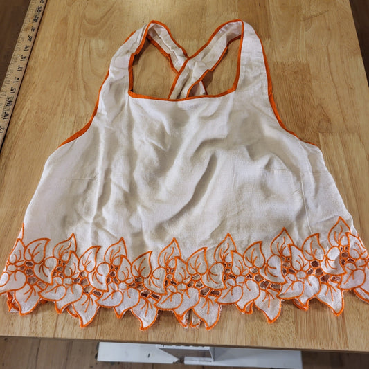 Anthropologie New Without Tags Orange & Beige Adjustable Straps Botanical Lace 8