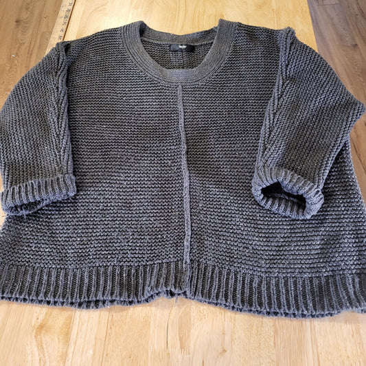 Mossimo Charcoal Gray Metallic Chunky Knit 25" p2p Raised Center Seam V-neck Med
