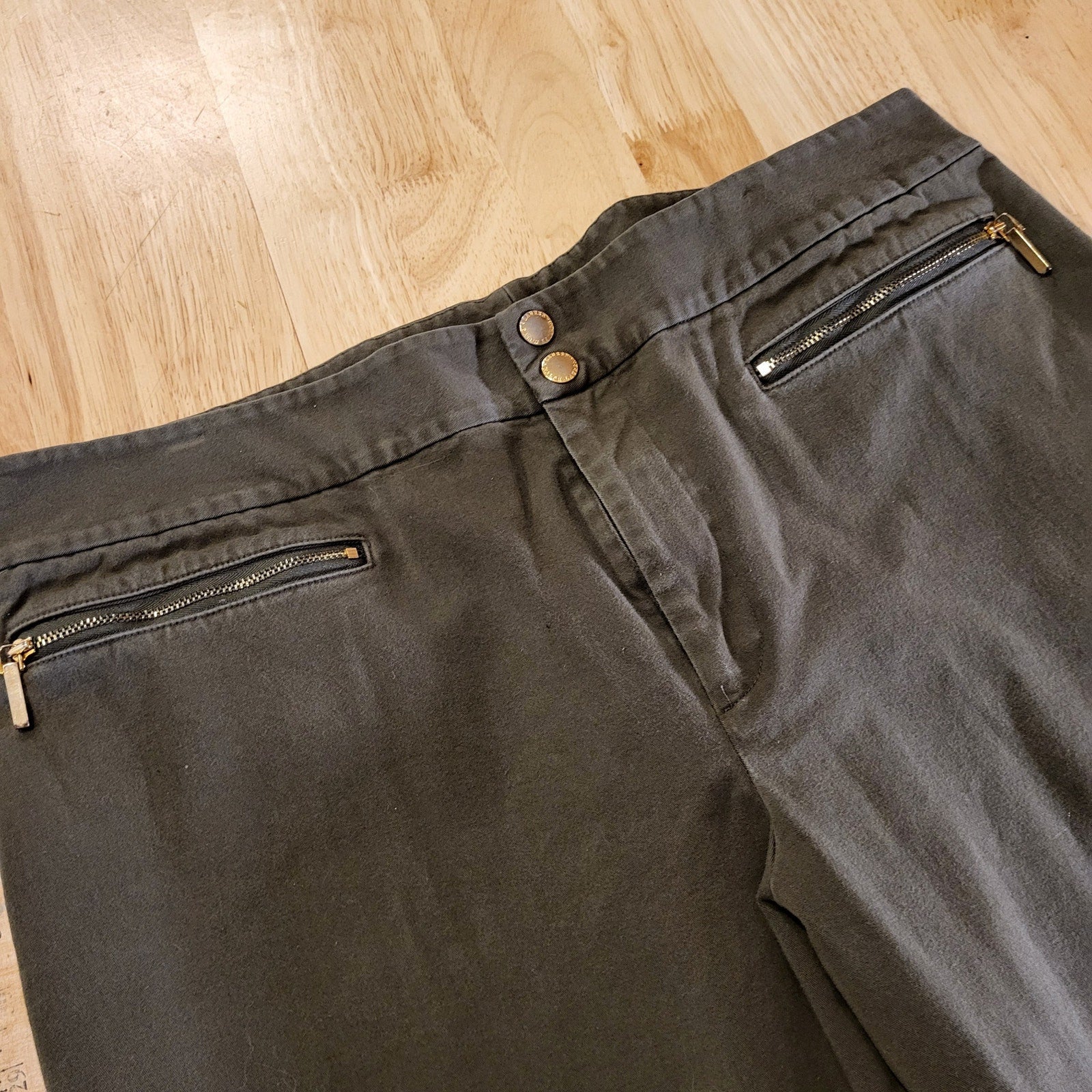  Lauren by Ralph Lauren forest green straight leg flat front sz 16 cotton blend