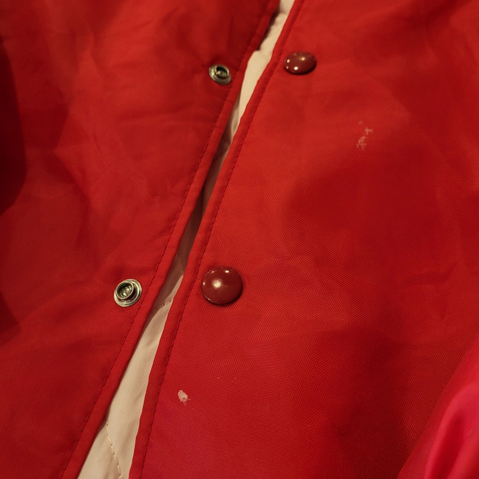 Vintage red Central City Wildcats softball coach jacket white detail 28" p2p