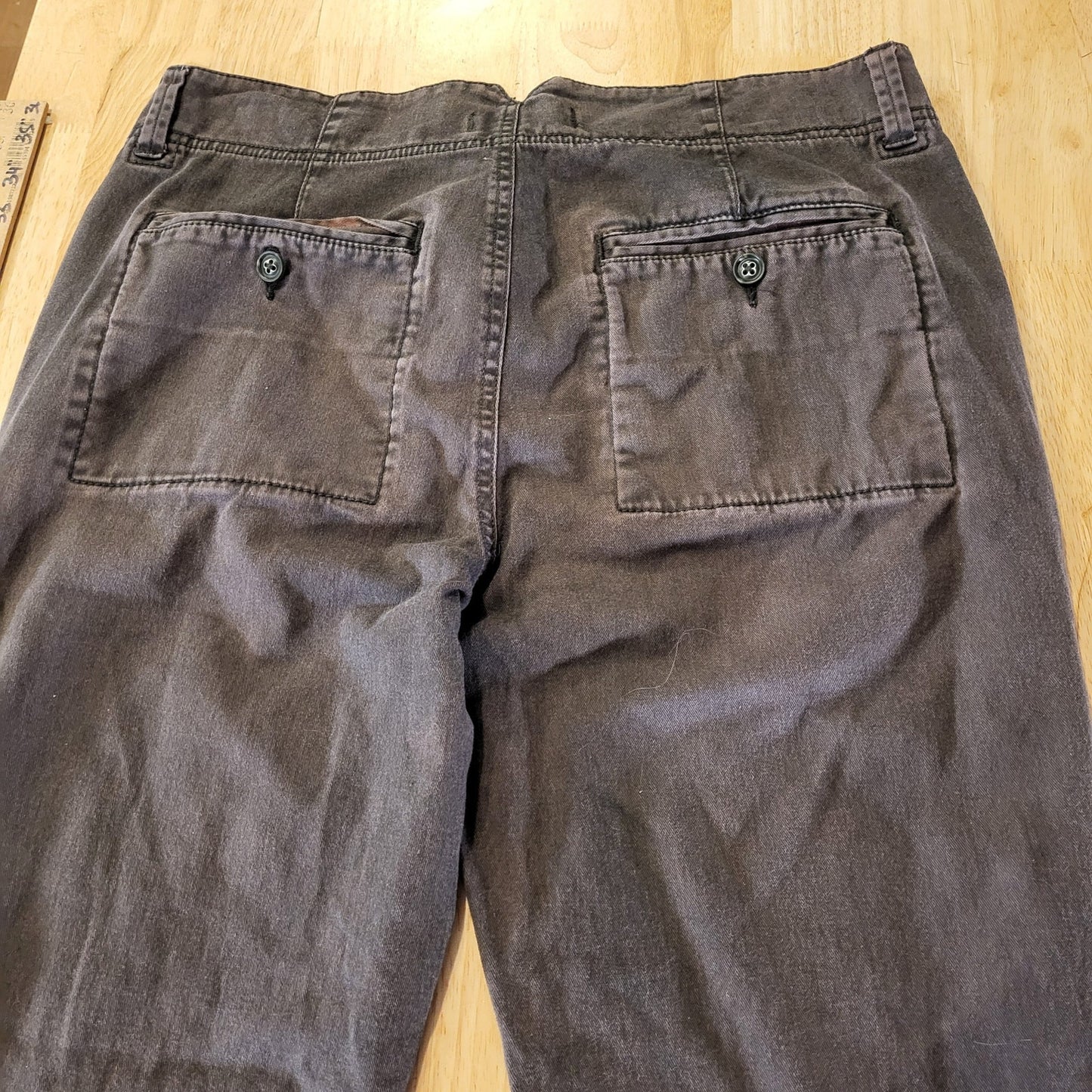 Free People Brown Tapered Slacks Pants Size 6 contrast cuff back waist detail