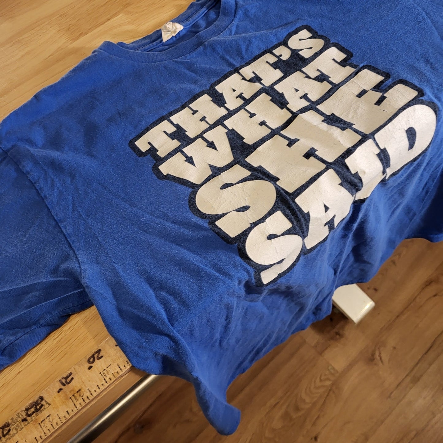 "That's What She Said" Blue Cotton T-shirt Short Sleeve Knit Jersey 90's Y2K
