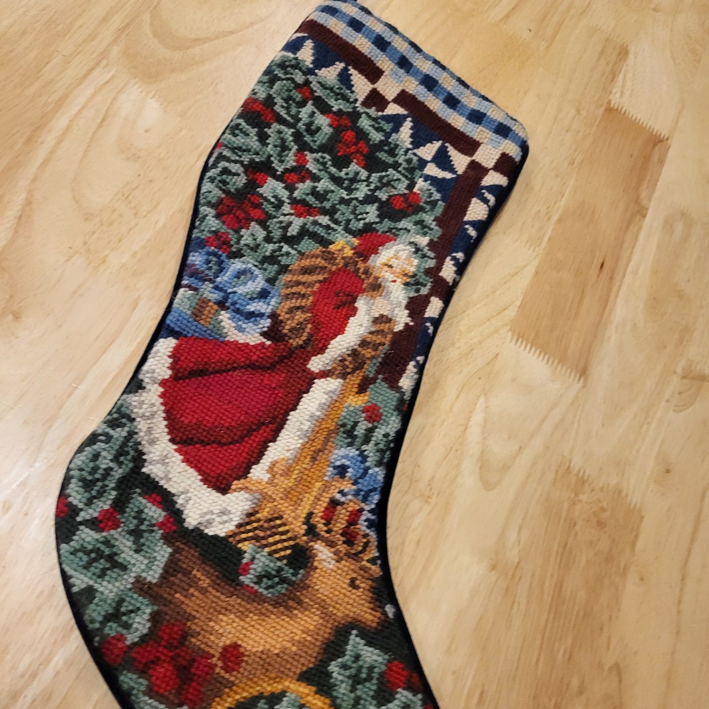 Victorian Tapestry Style Christmas Stocking Santa 
