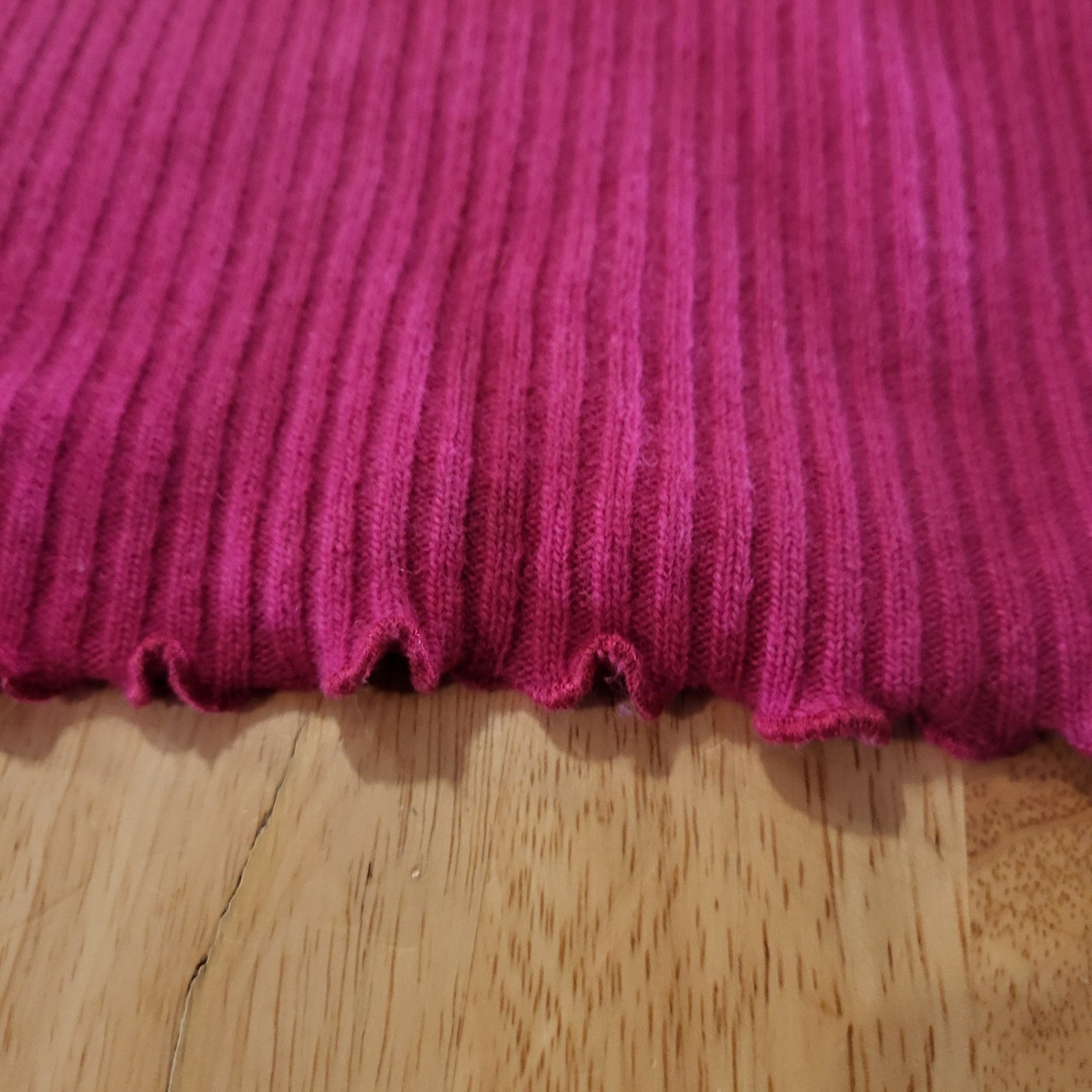 Andrea Jovine Wool Angora Blend Pink Cropped Long Sleeve Ribbed Sweater 18" p2p 