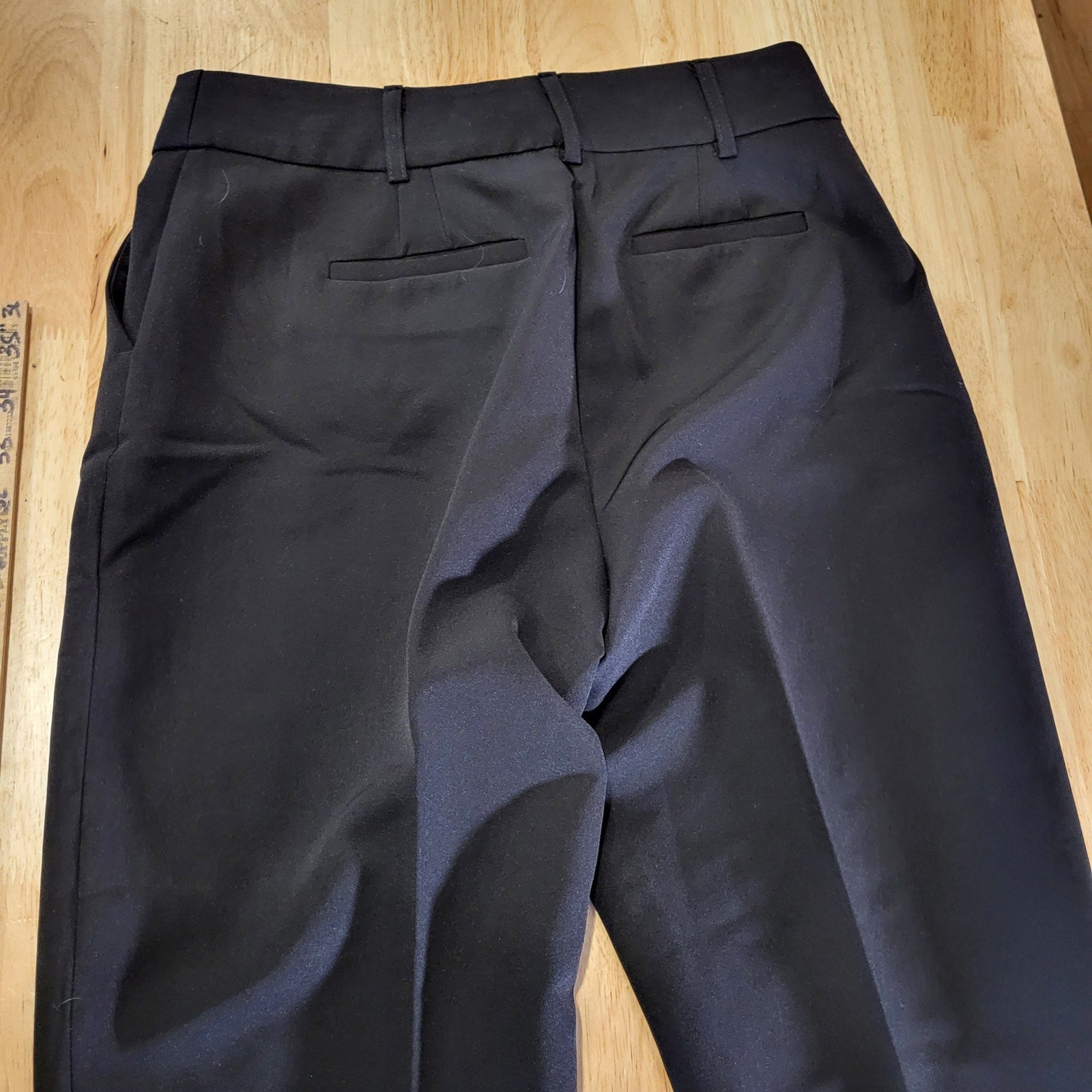 NWT Philosophy petite 8p black flat front Wide Leg  27" Rise