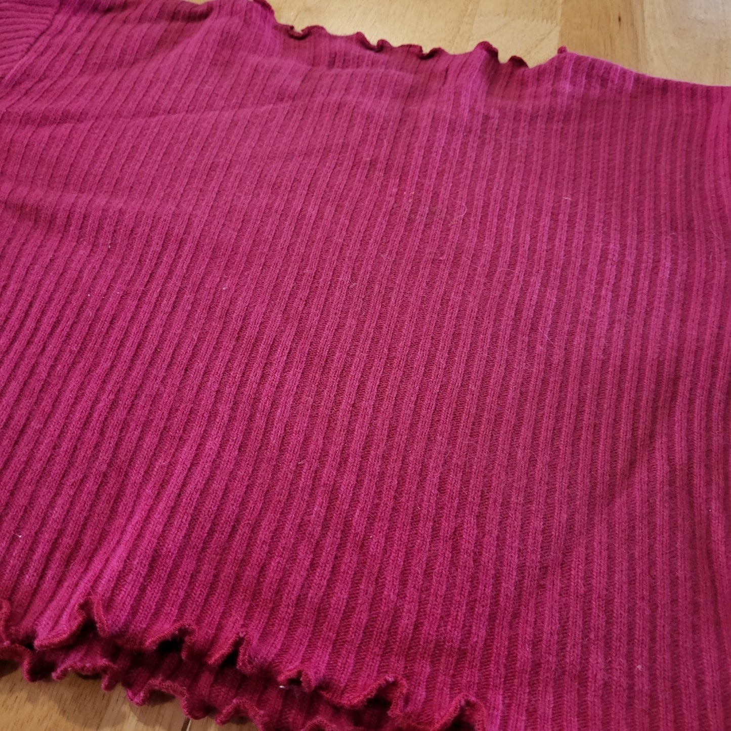 Andrea Jovine Wool Angora Blend Pink Cropped Long Sleeve Ribbed Sweater 18" p2p 