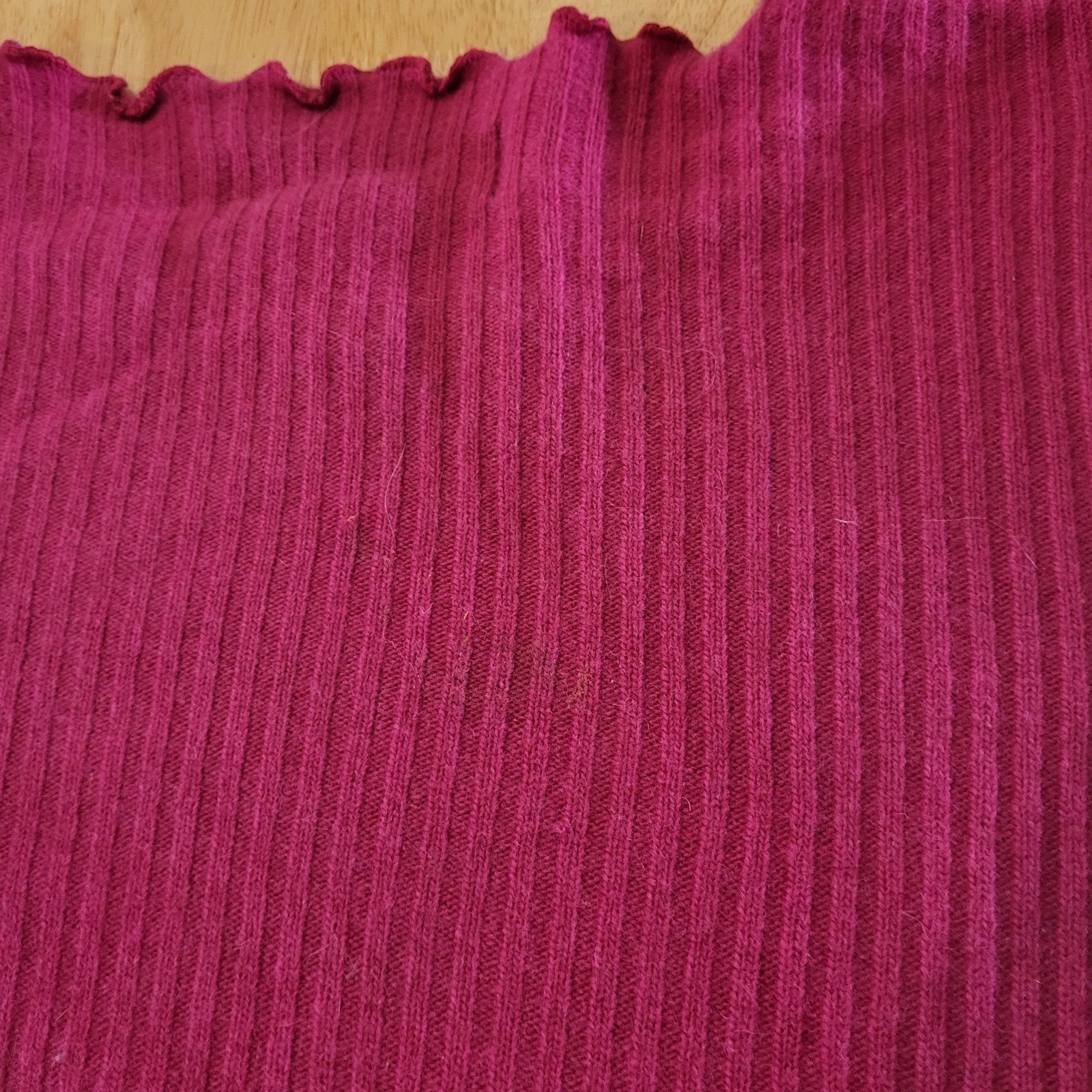 Andrea Jovine Wool Angora Blend Pink Cropped Long Sleeve Ribbed Sweater 18" p2p 