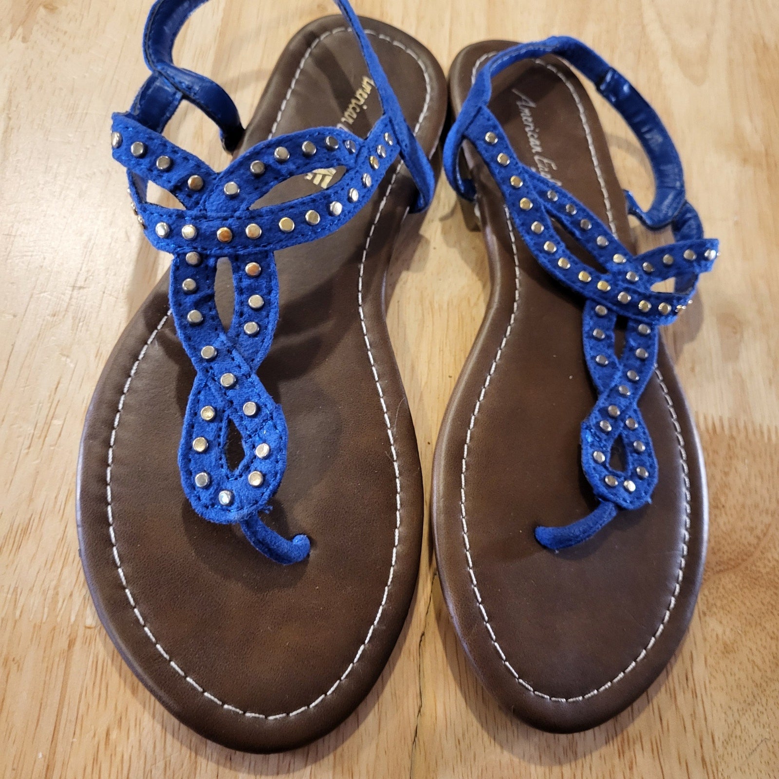 American Eagle Blue Studded Gladiator Sandals size 6