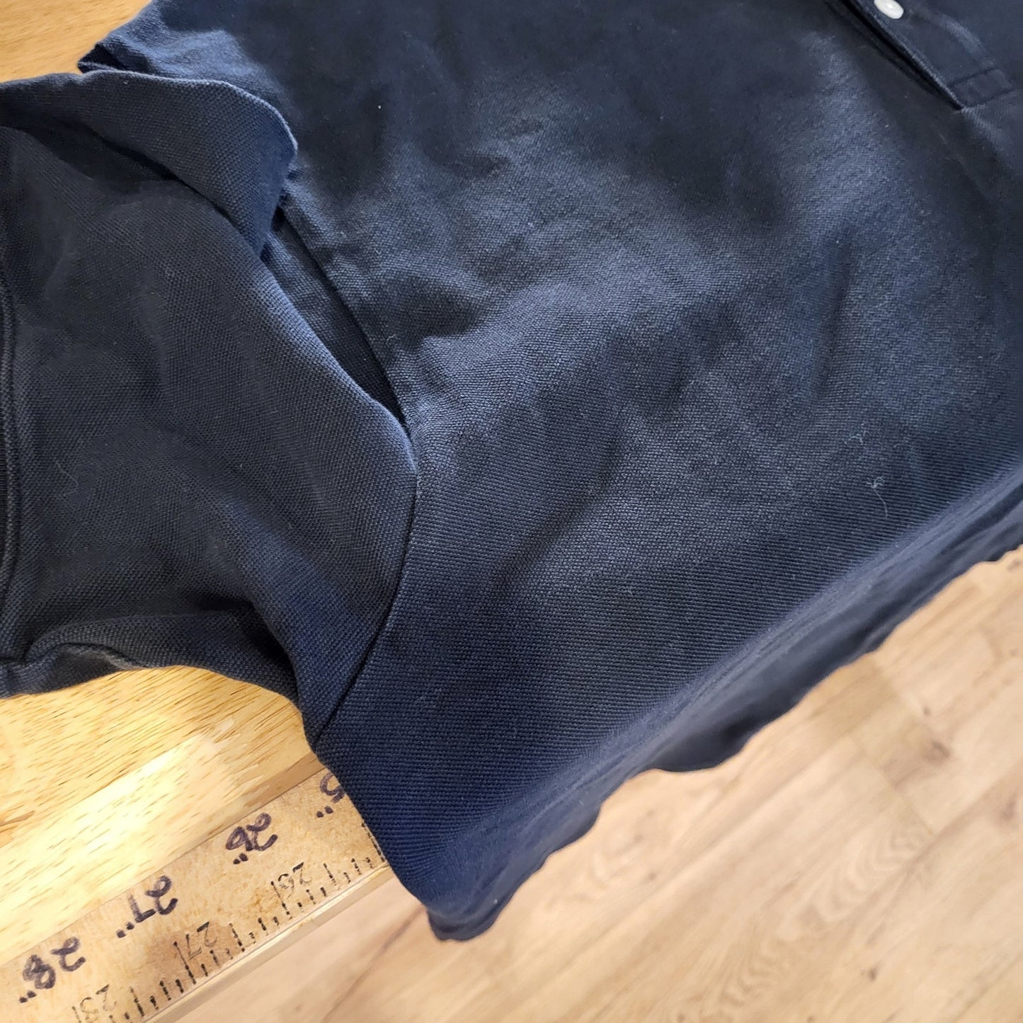 Champion NAVY blue Polo Large Chenille Logo Front & Back 2Xl 25" pit 2 pit 29" L