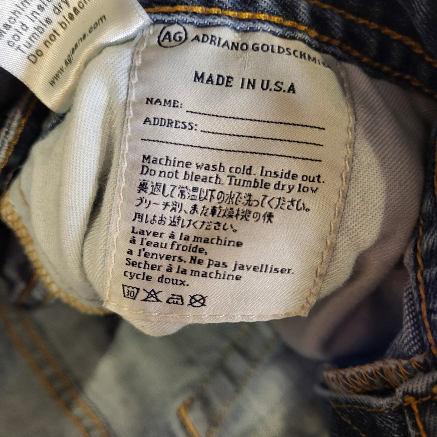 Adriano Goldschmied 36x30 Straight Leg Soft The Protege Medium Wash 32" inseam 