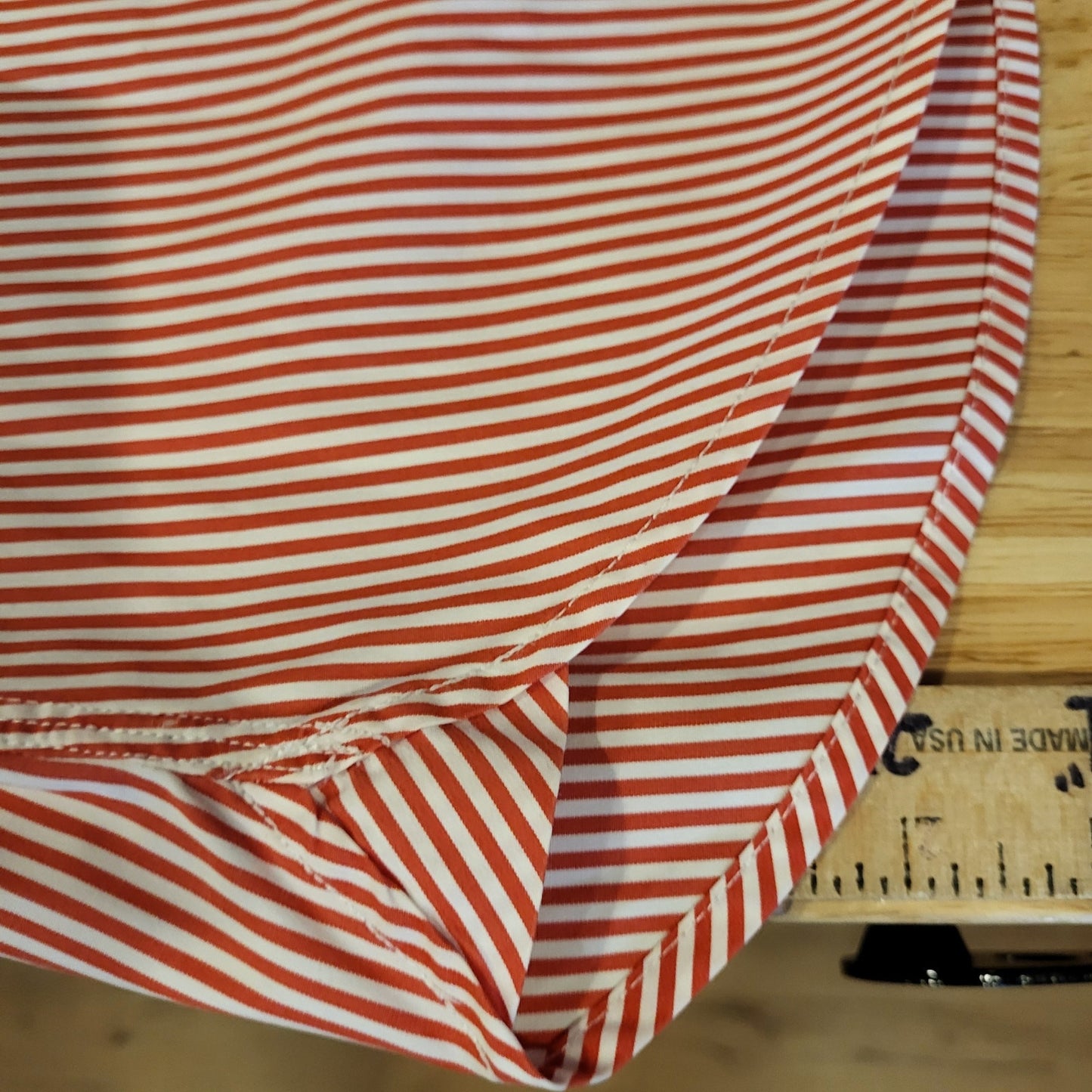 Lauren by Ralph Lauren red & white striped button down collared long sleeve 24"