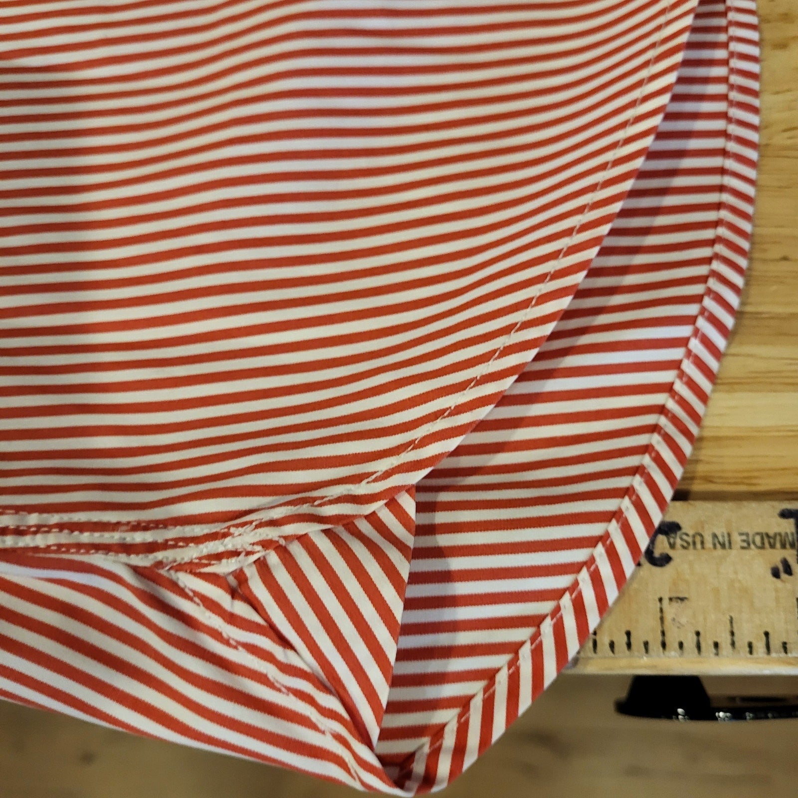 Lauren by Ralph Lauren red & white striped button down collared long sleeve 24"