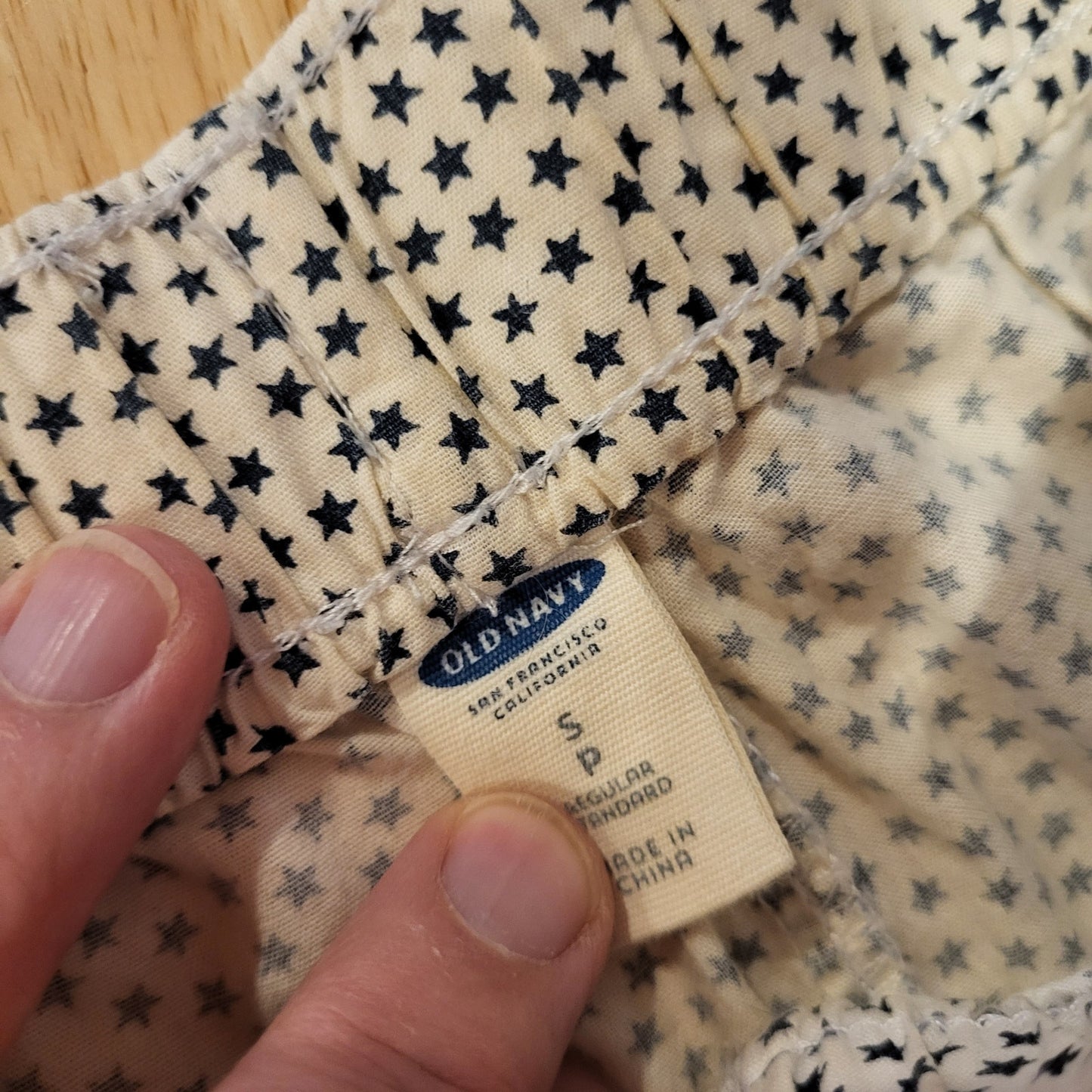 Old Navy White Cotton Elastic Waist Pink Drawstring Star Pants Small petite 