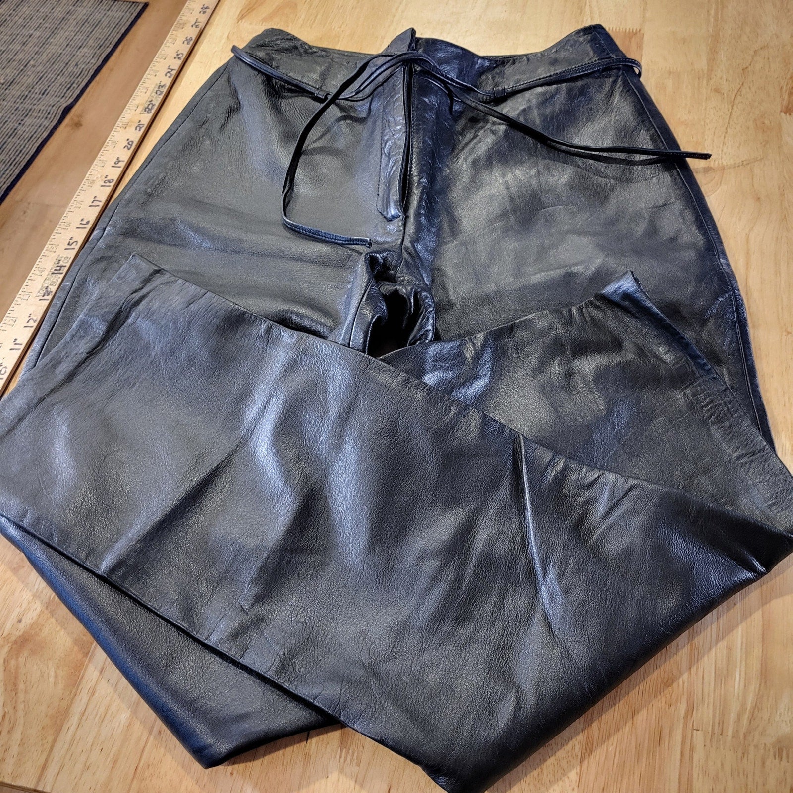 Willi Smith Collection Lamb Skin Leather Pants Lined Straight Leg 30" Inseam