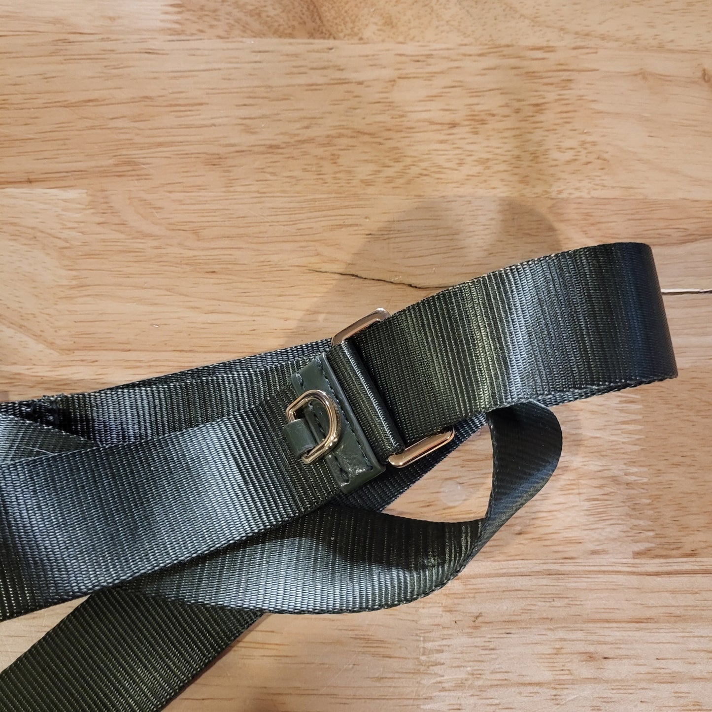 A New Day Green Puffer Purse Nylon Strap Gold Hardware 8" X 5"