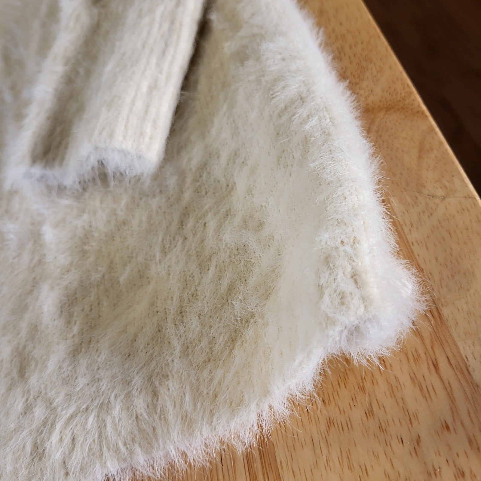 Loft White Fuzzy Off The Shoulder Sweater Long Sleeve Small 17" Pit to pit
