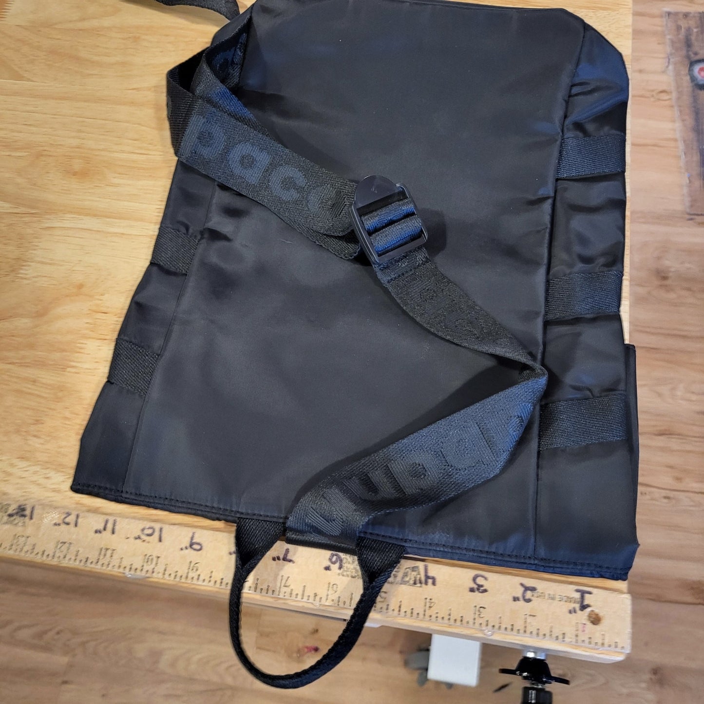 Paco Rabanne Black Padded Bag Metal Clasp Nylon Straps  Very Clean 15"x12"