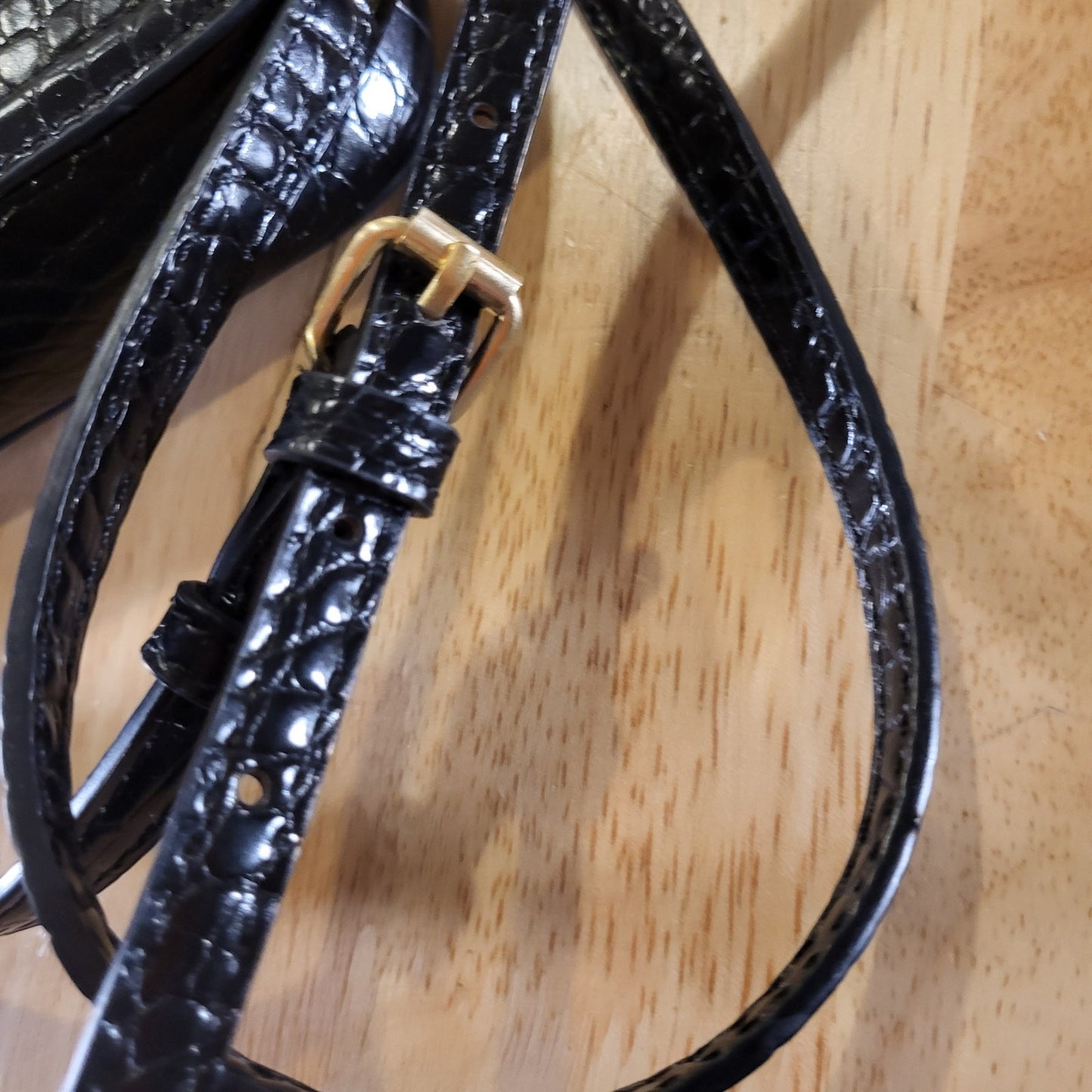 New Without Tags Zara Black Cross Body Bag Gold Metal Snake Closure Faux Leather