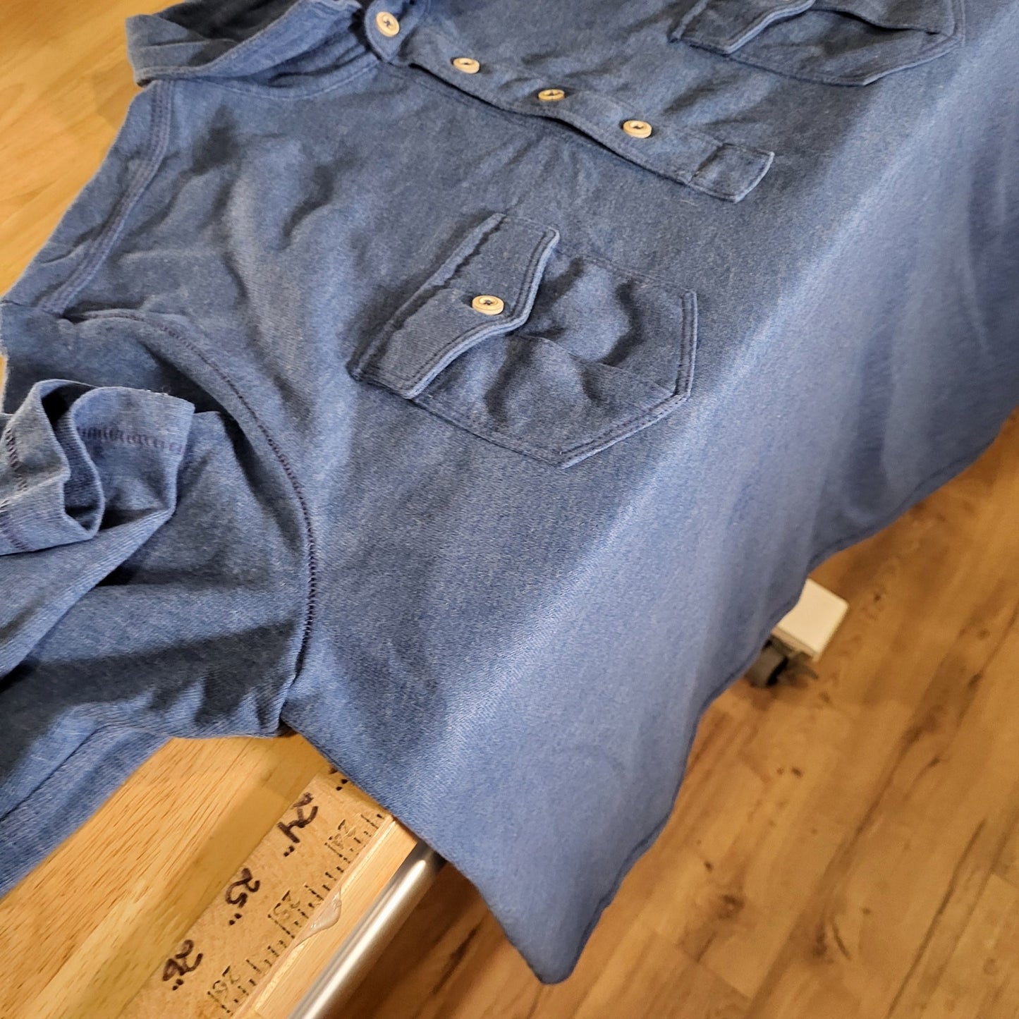 Tommy Bahama Jeans Blue Jersey Cotton Blend Collared Button Down Soft Comfort XL