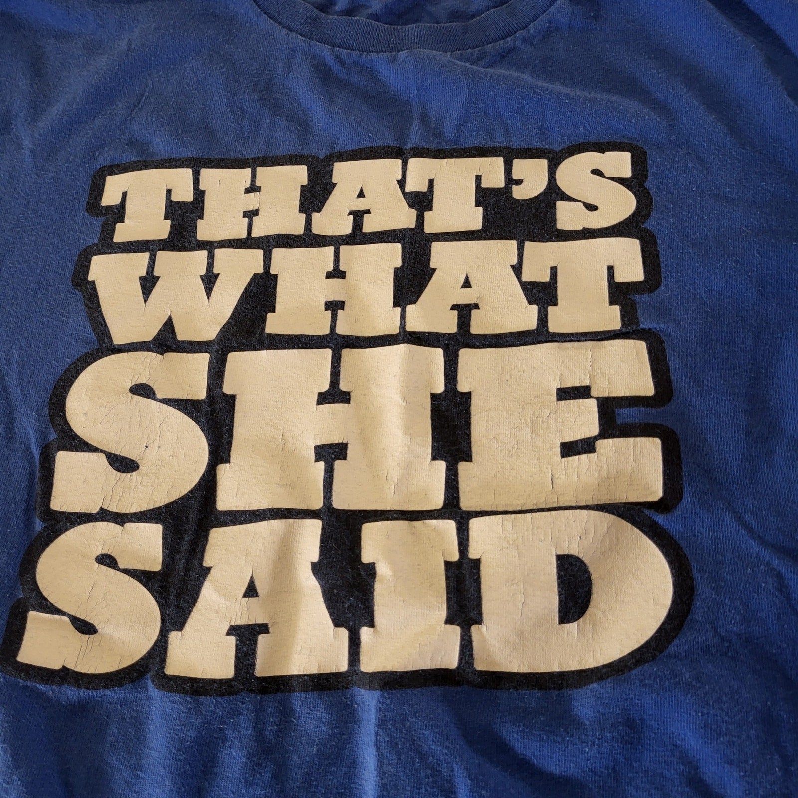 "That's What She Said" Blue Cotton T-shirt Short Sleeve Knit Jersey 90's Y2K