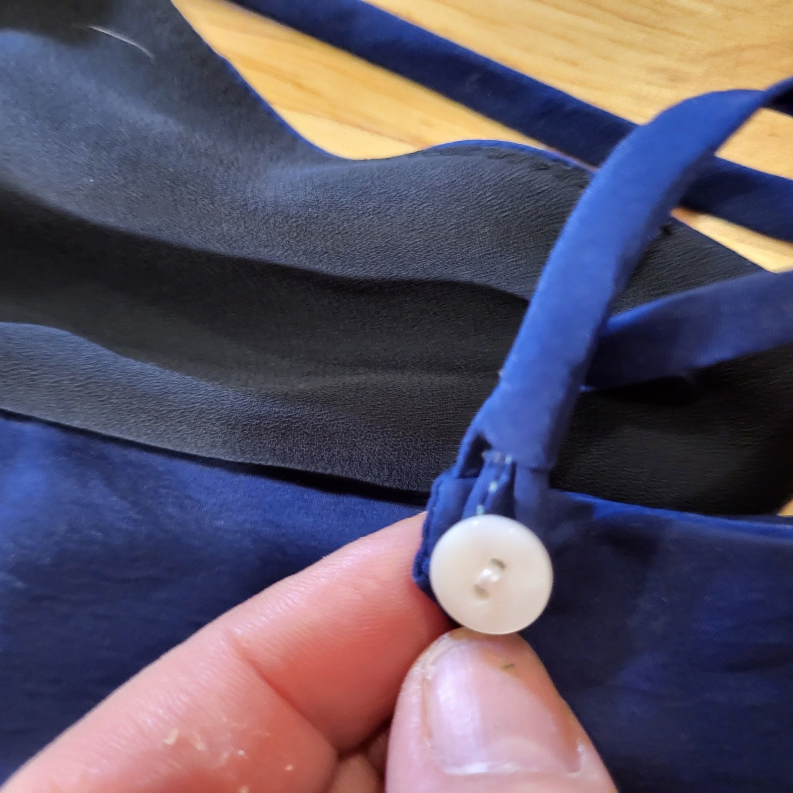 Alice & Trixie Blue Spaghetti Straped Maxi Dress Side Slit Racer Back 16" P2P