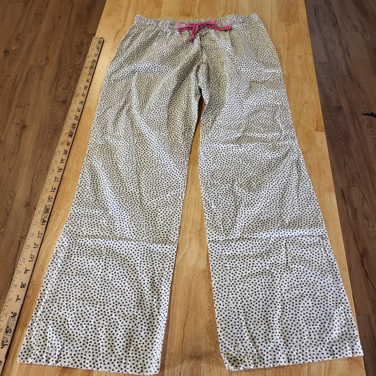 Old Navy White Cotton Elastic Waist Pink Drawstring Star Pants Small petite 