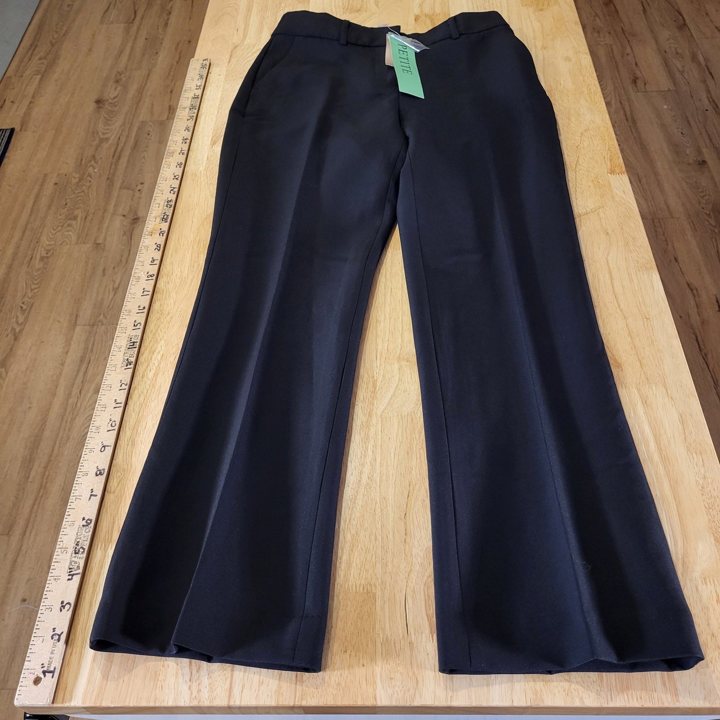NWT Philosophy petite 8p black flat front Wide Leg  27" Rise